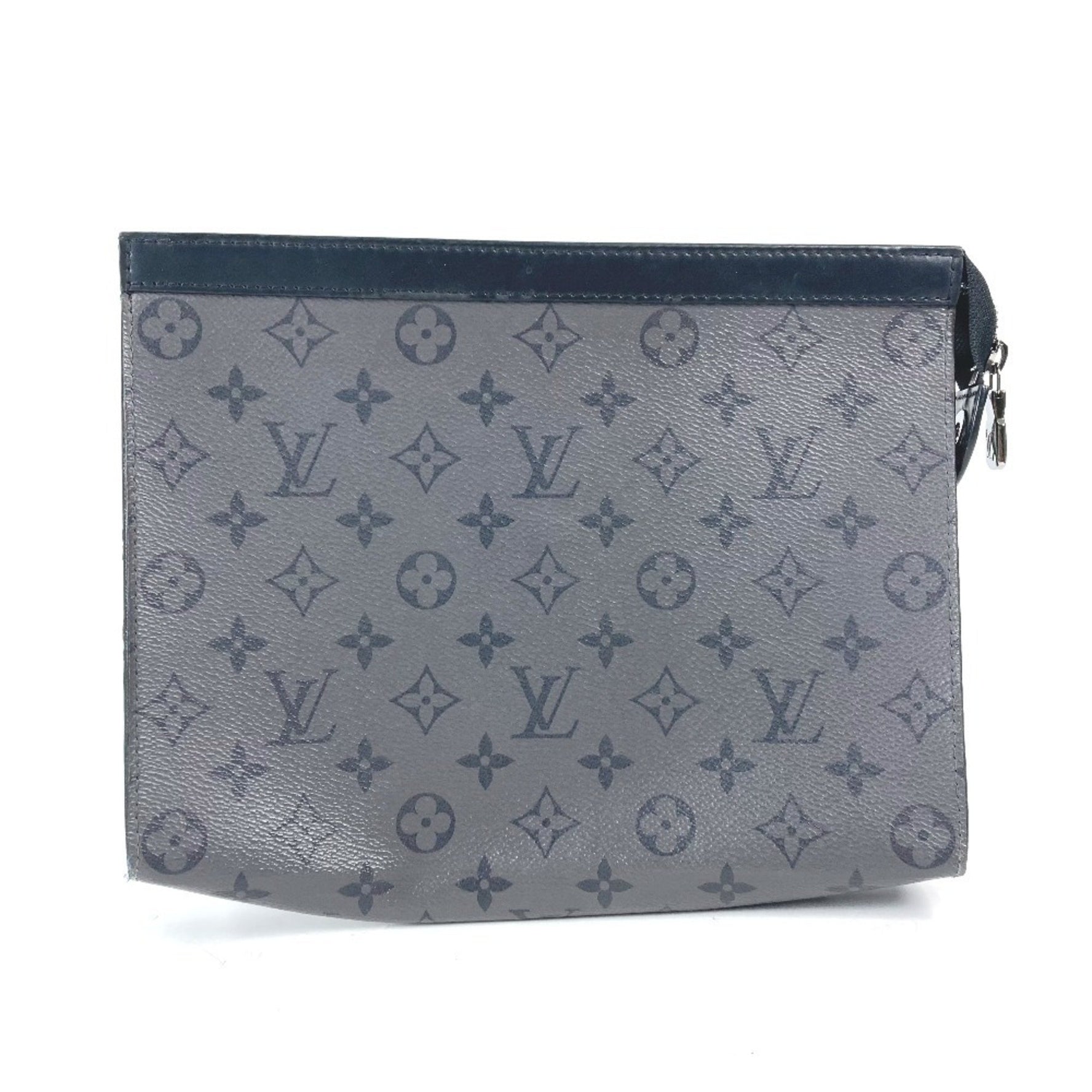 LOUIS VUITTON M69535 Monogram Eclipse Reverse Voyage Pouch Clutch Bag in Canvas, Men's Gray