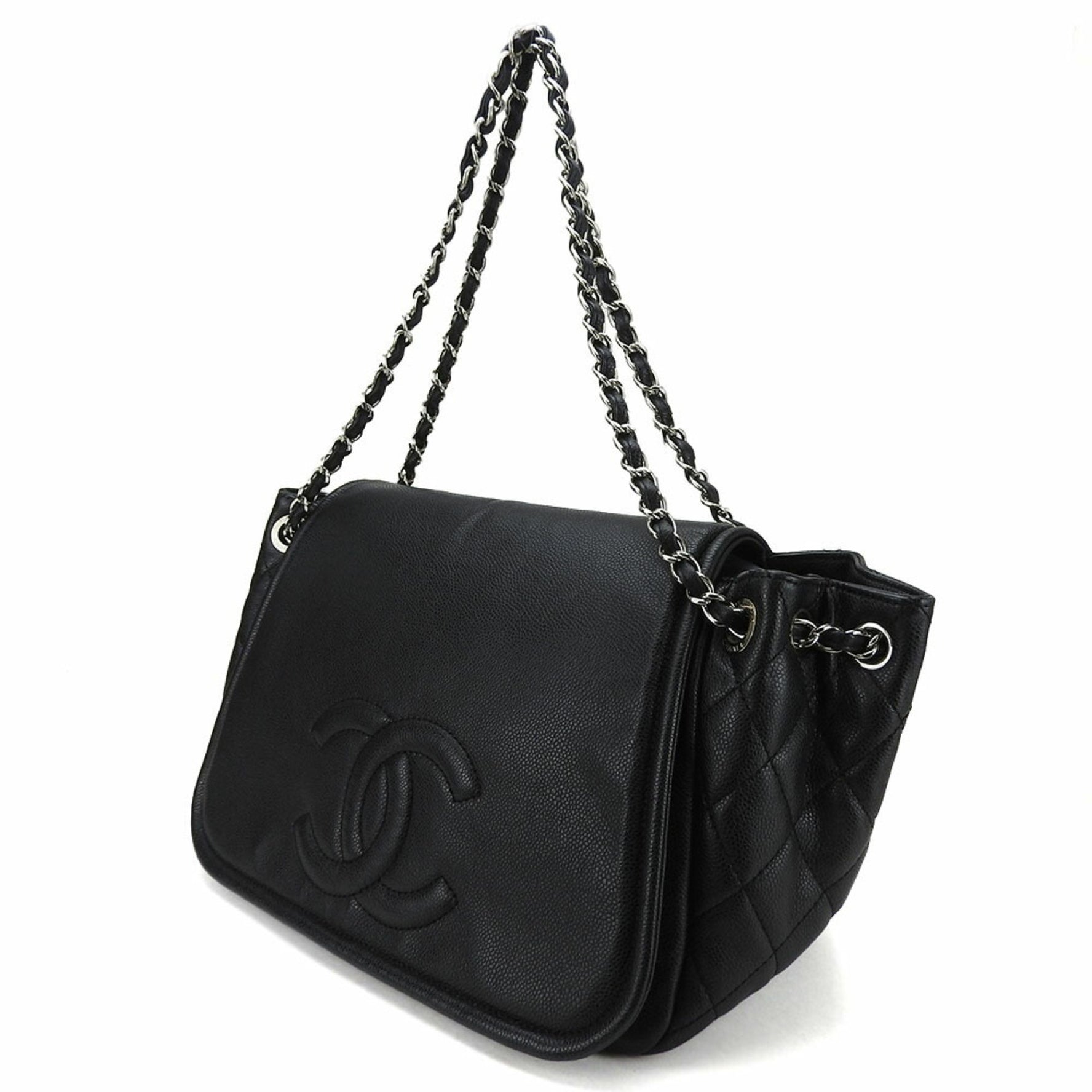 CHANEL Chain Shoulder Bag No. 14 Caviar Skin Coco Mark Chic Ladies shoulder bag coco leather