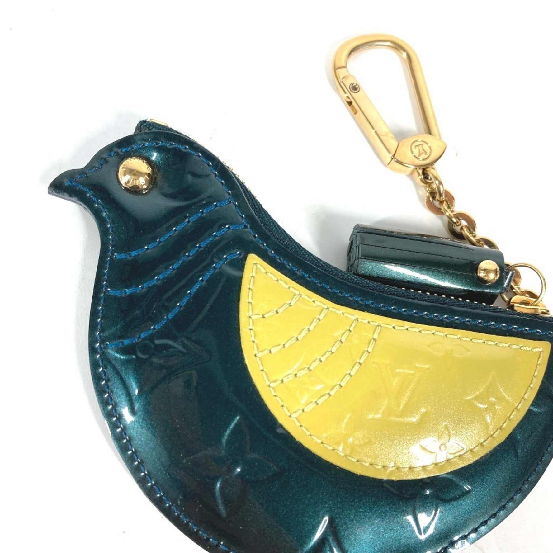 LOUIS VUITTON M91405 Monogram Vernis Pochette Oiseau Bag Charm Wallet/Coin Purse Bird Coin Case Women's Bleu Nuit