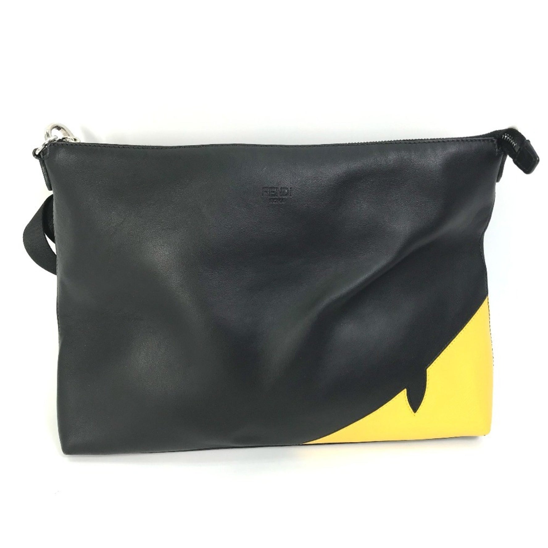 FENDI Monster Bugs Clutch Bag, Messenger Bag/Shoulder Leather, Black