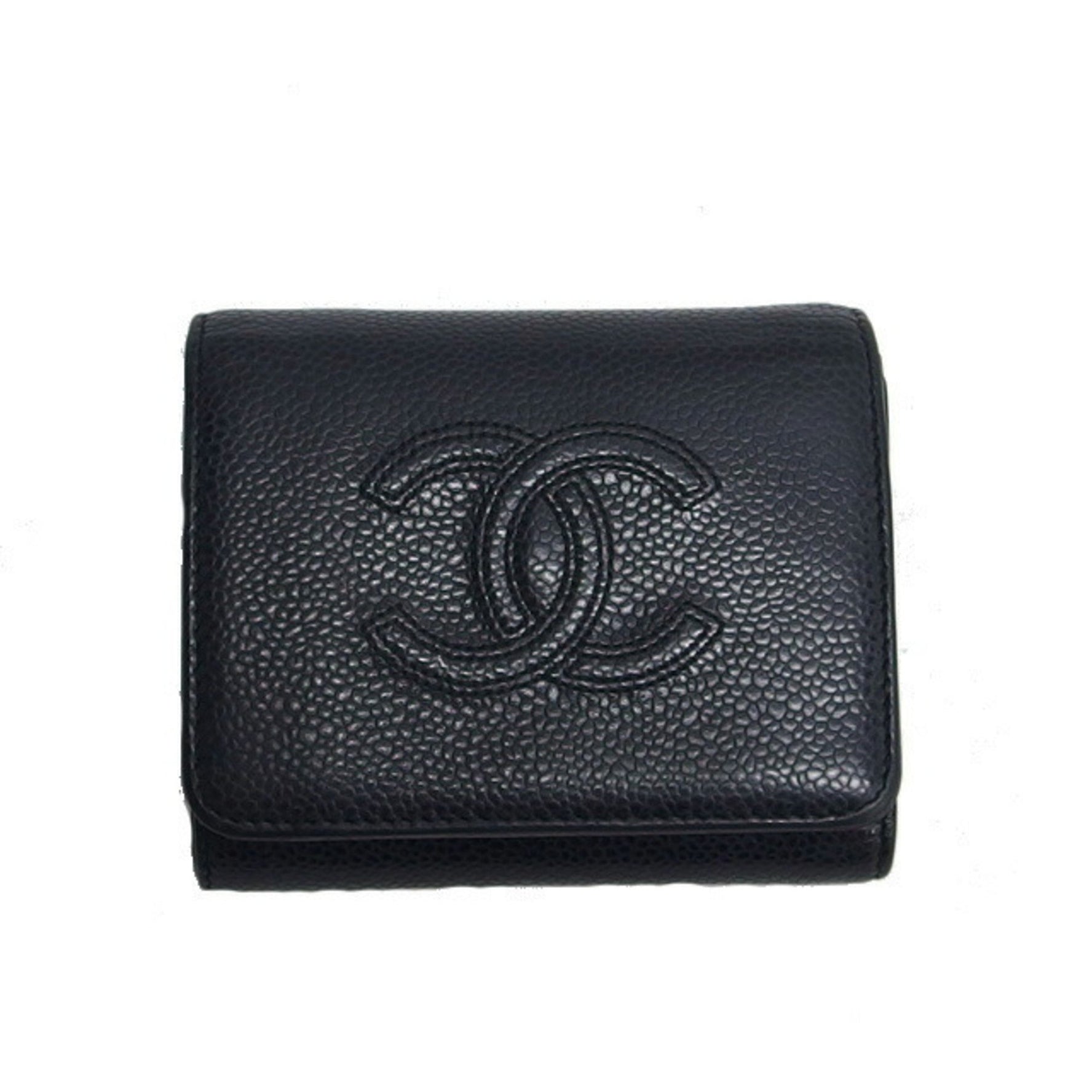 Chanel caviar skin tri-fold compact wallet