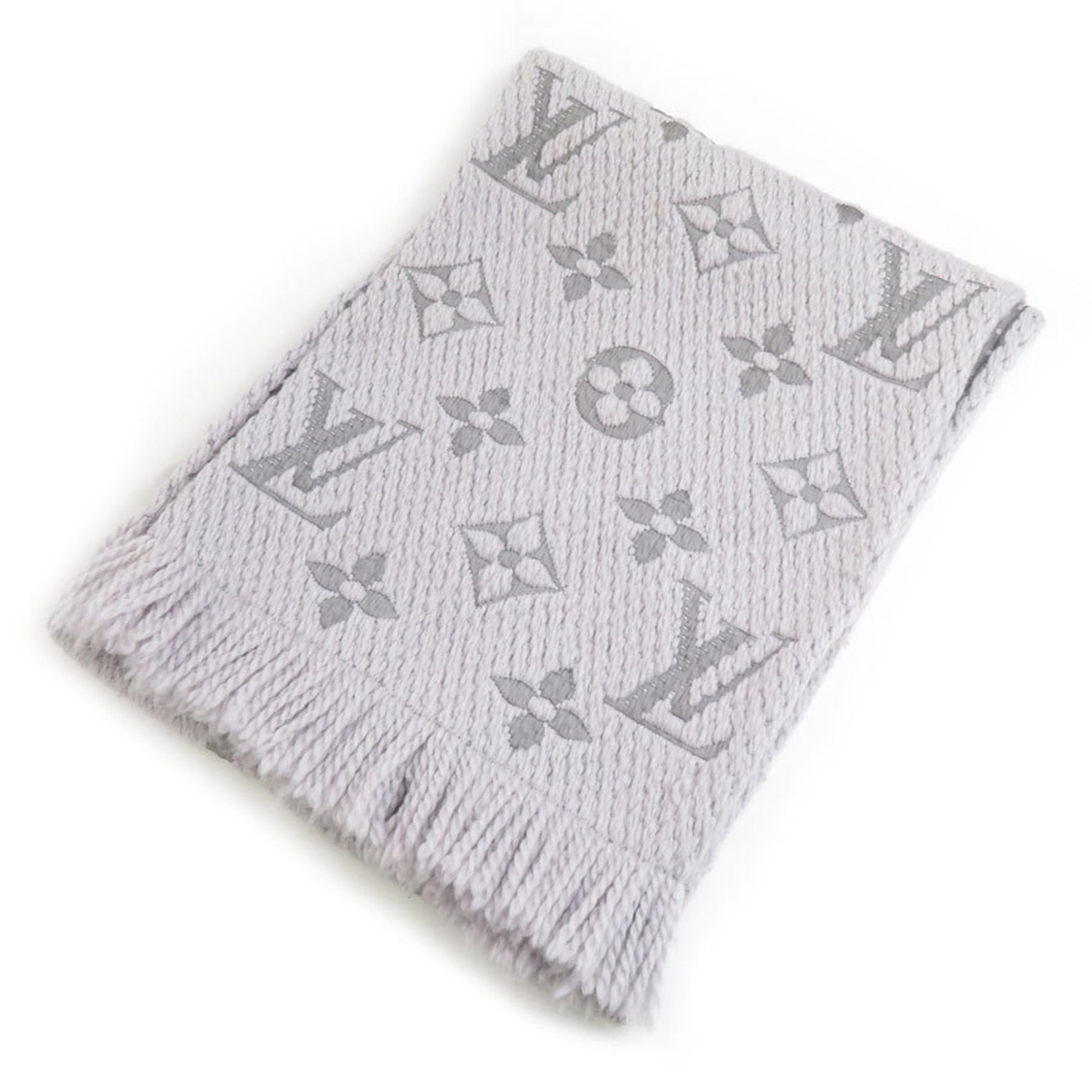 Louis Vuitton Scarf Echarpe Mania Wool Silk Purple Gray Women's M74742 e59901g