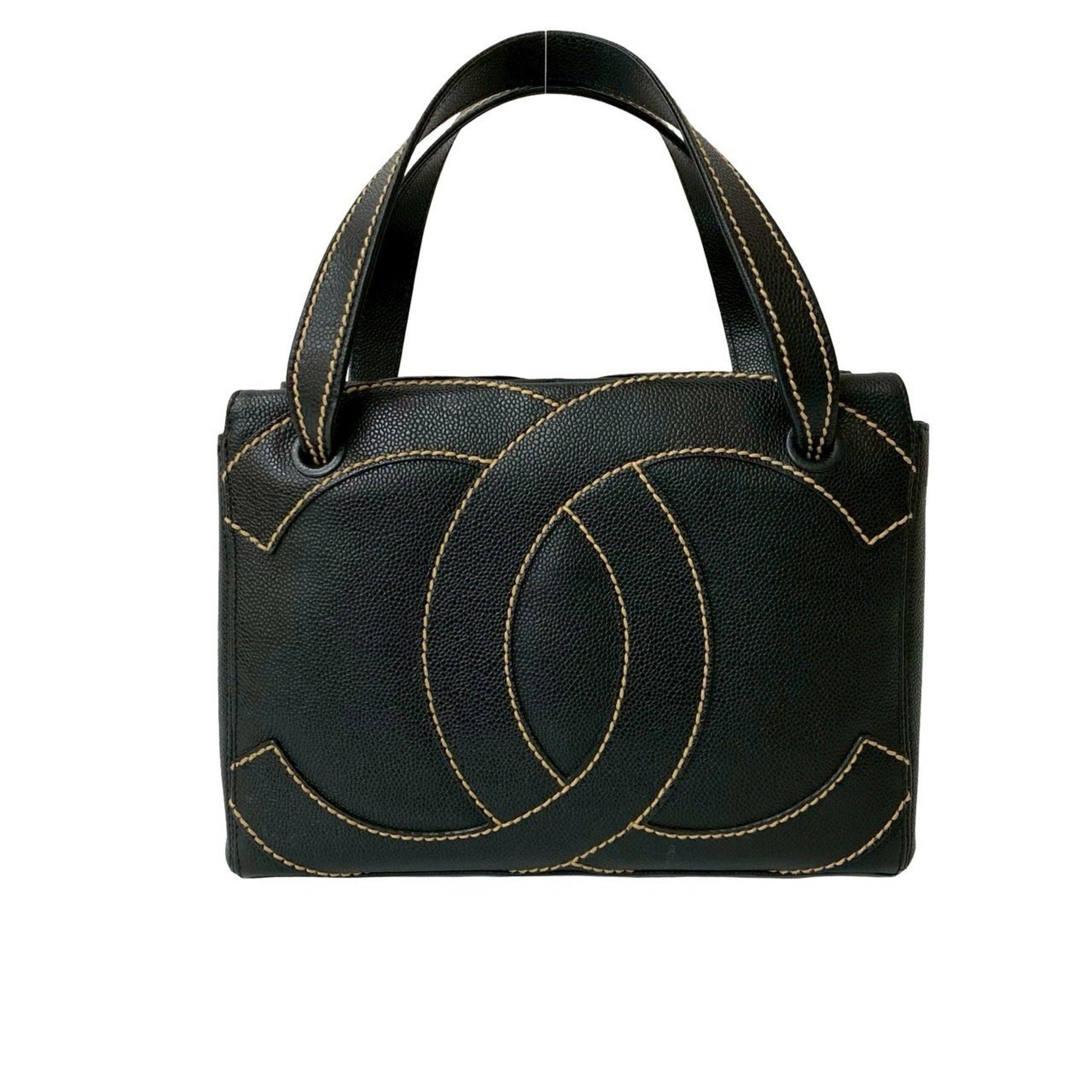 CHANEL Coco Mark Wild Stitch Caviar Leather Handbag