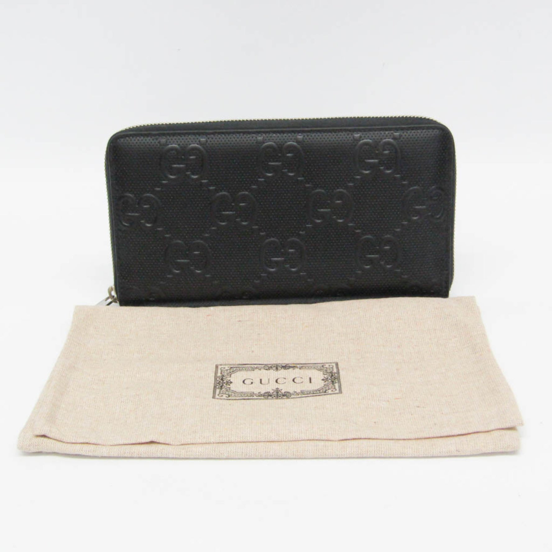 Gucci GG Embossed Zip-around Organizer Leather Long Wallet (bi-fold)