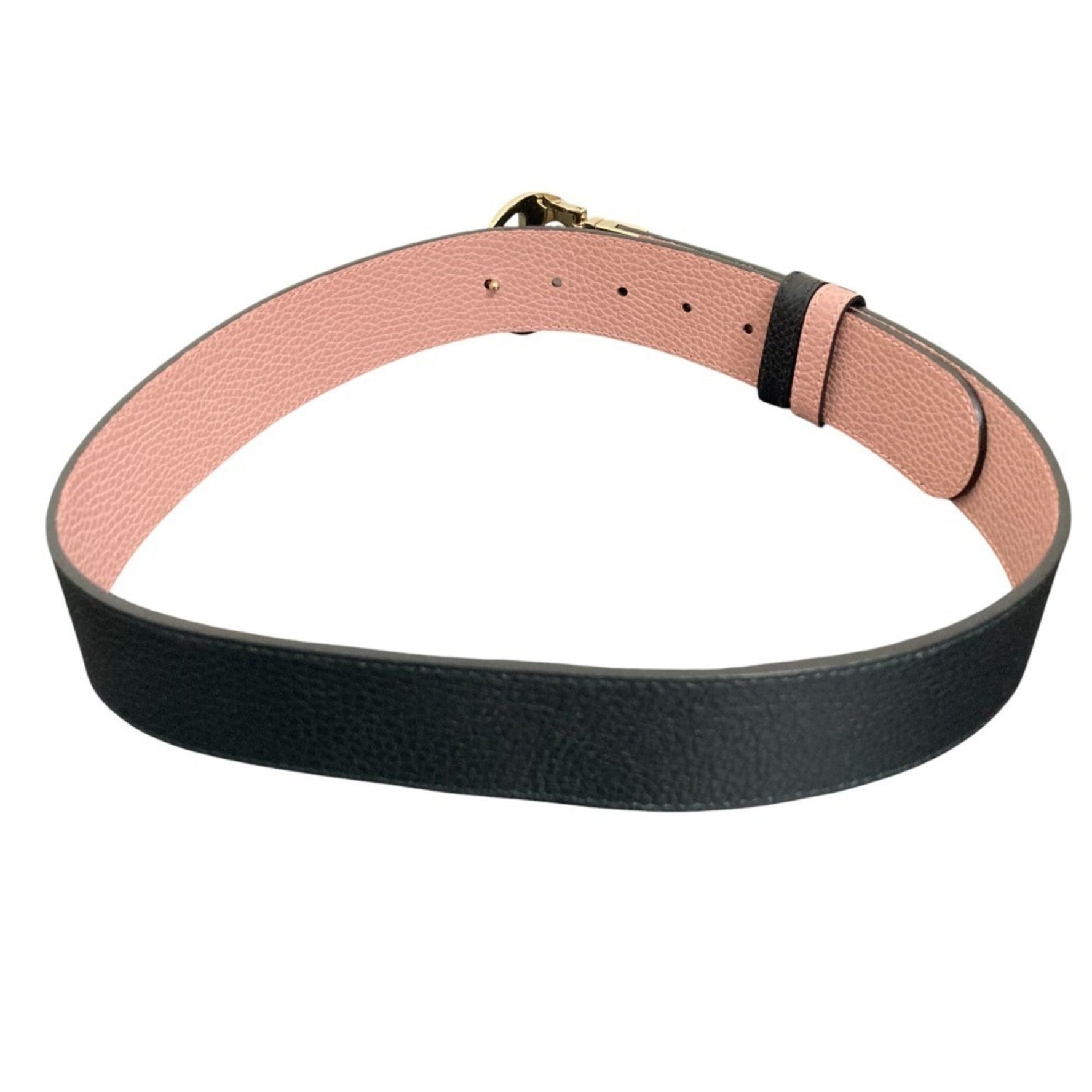 GUCCI GG Buckle Reversible Leather Belt Black/Pink