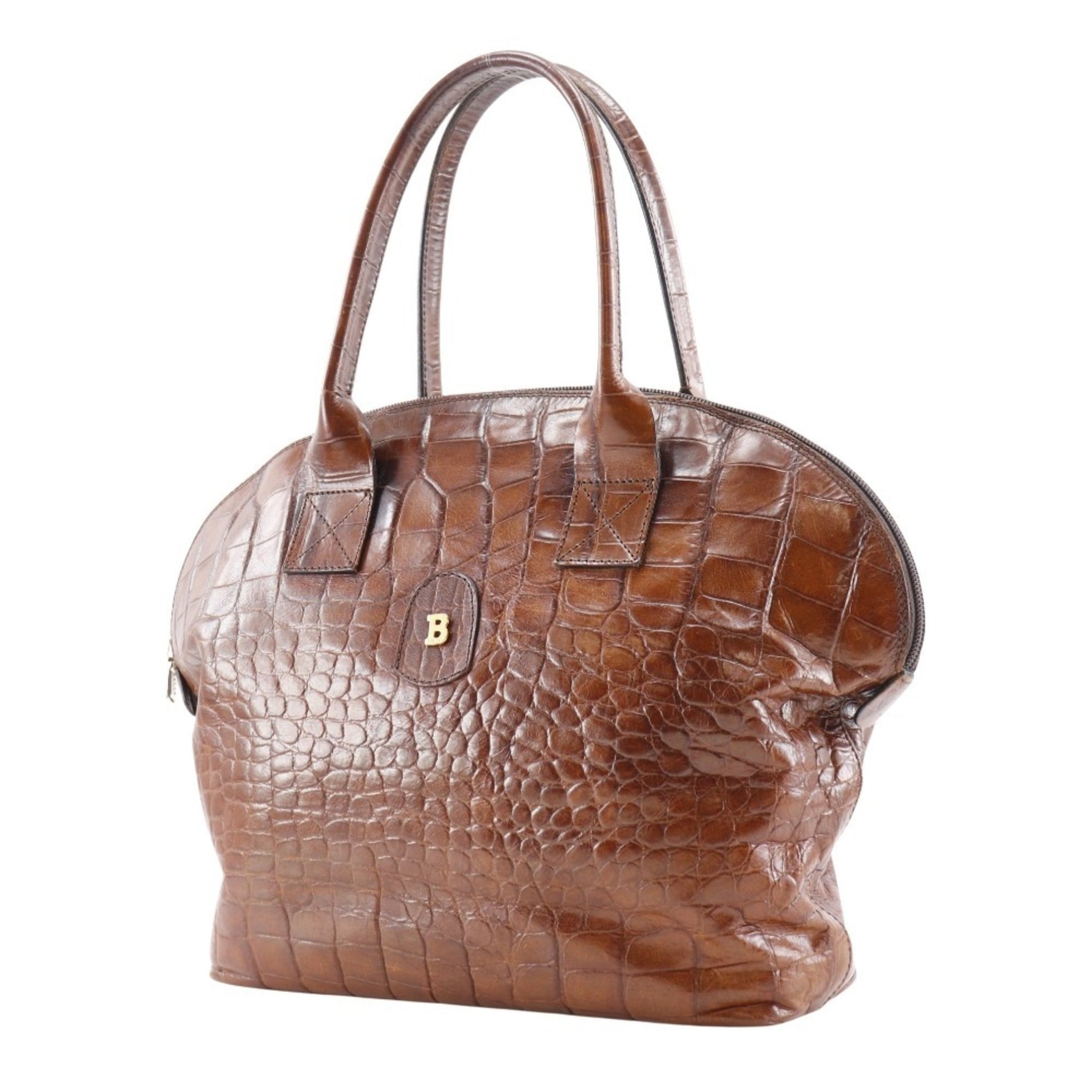 BALLY B handbag, embossed leather, brown, logo, unisex R130625002