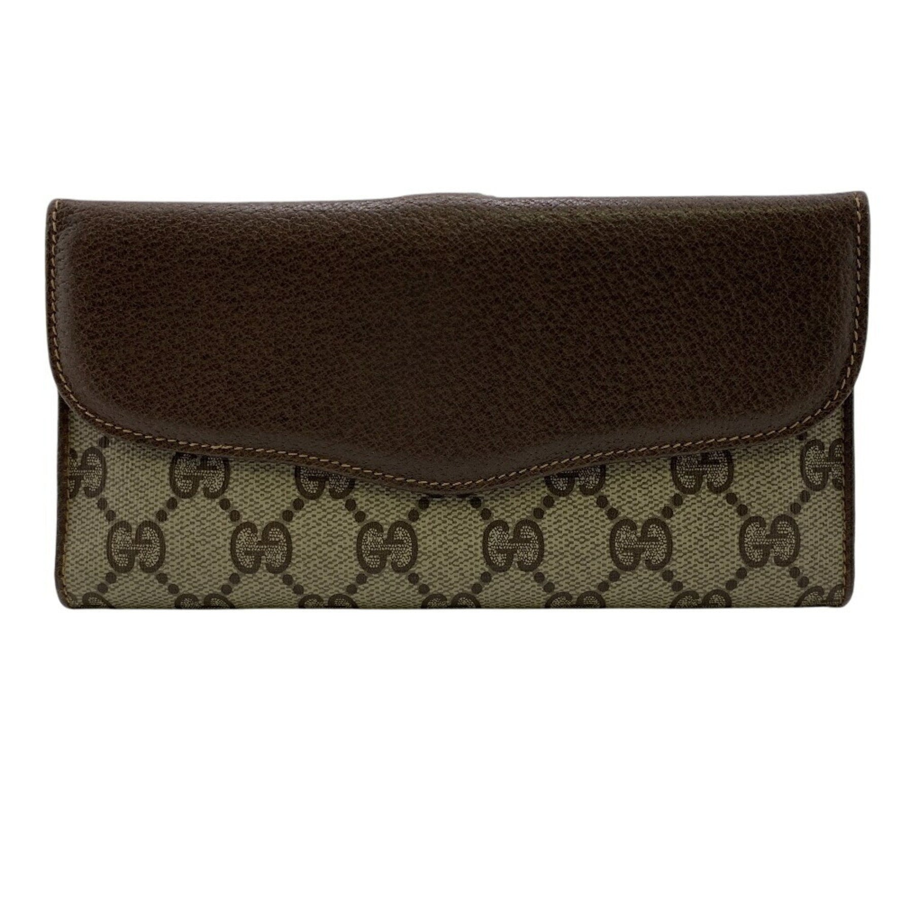 GUCCI 64 Old GG W Bifold Long Wallet, Sherry, Brown
