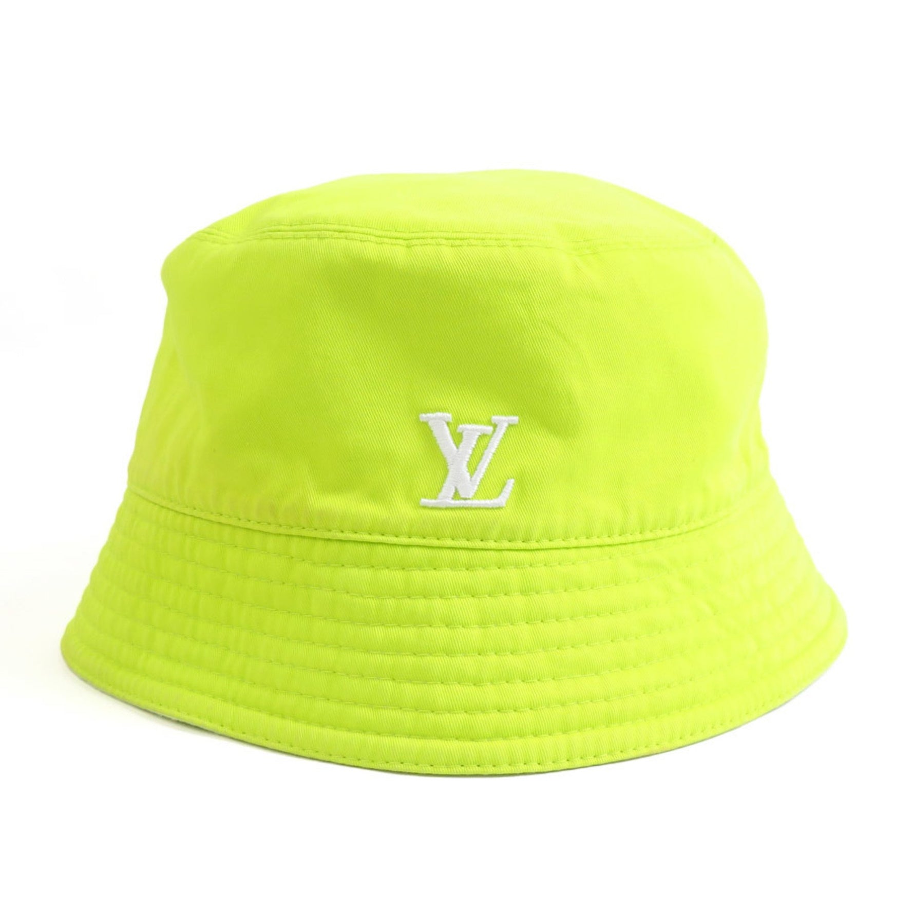 Louis Vuitton Hat Bucket Reversible Cotton Polyester Yellow White