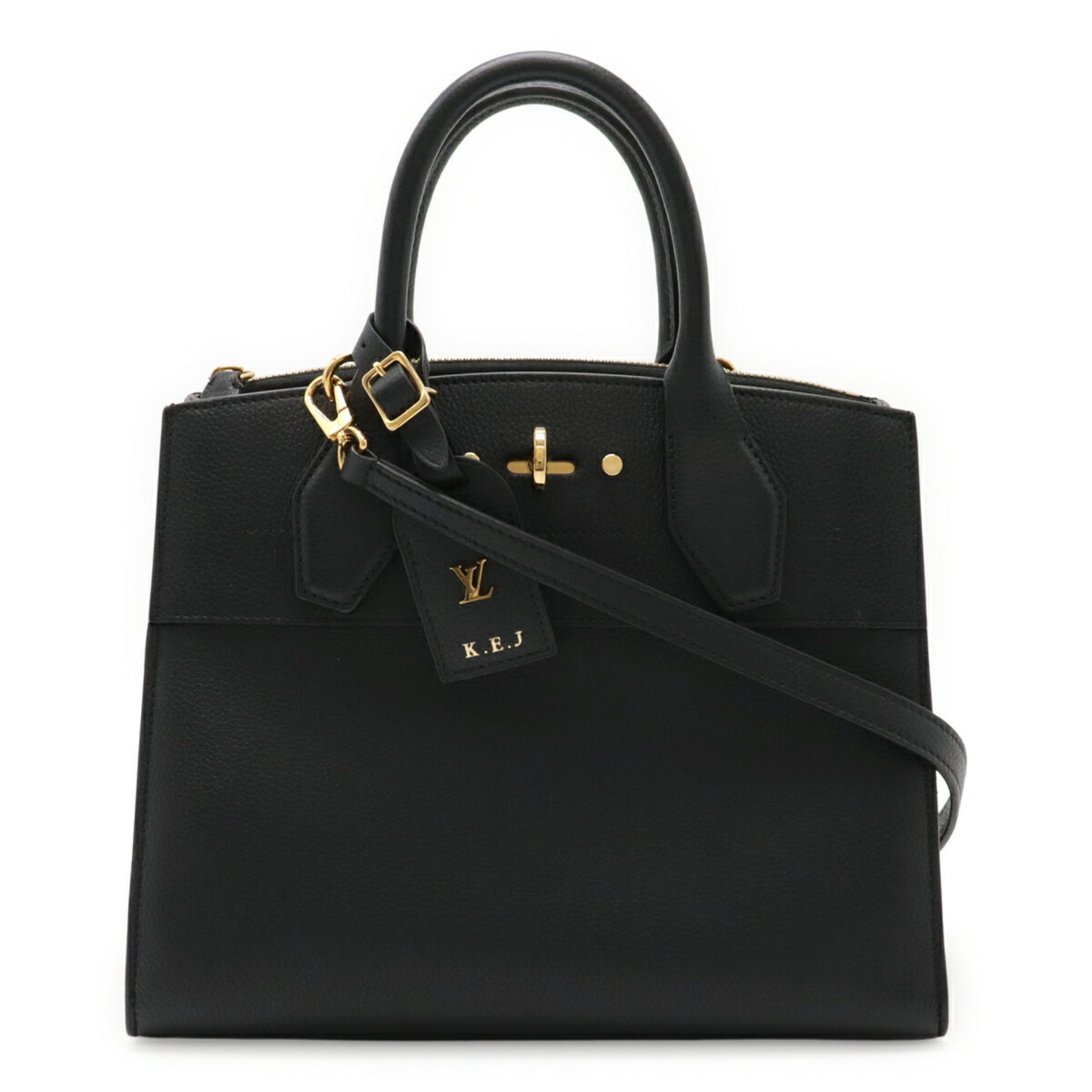 LOUIS VUITTON City Steamer PM Handbag/Shoulder Bag in Black Leather (Noir)