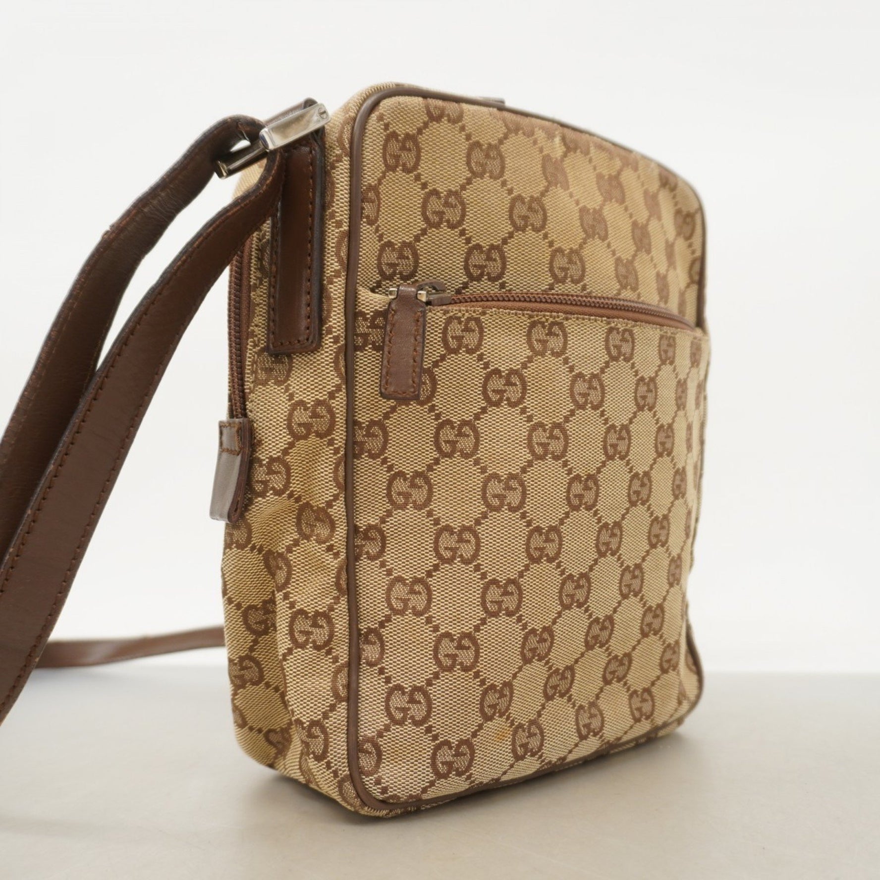 Gucci Shoulder Bag GG Canvas 03136 Beige Brown Women's