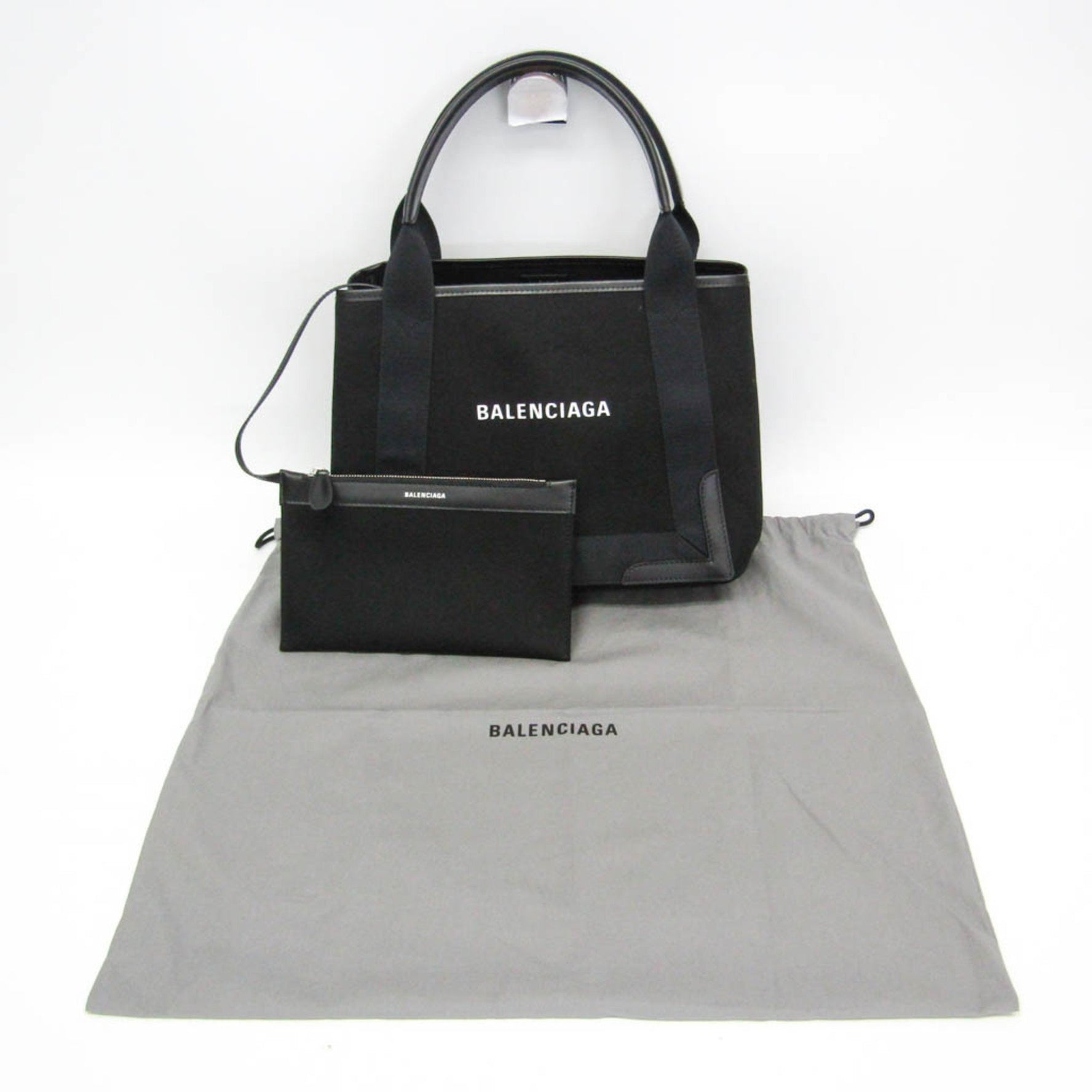 Balenciaga Navy Cabas S 2HH3N Men,Women Canvas,Leather Handbag,Tote Bag Black