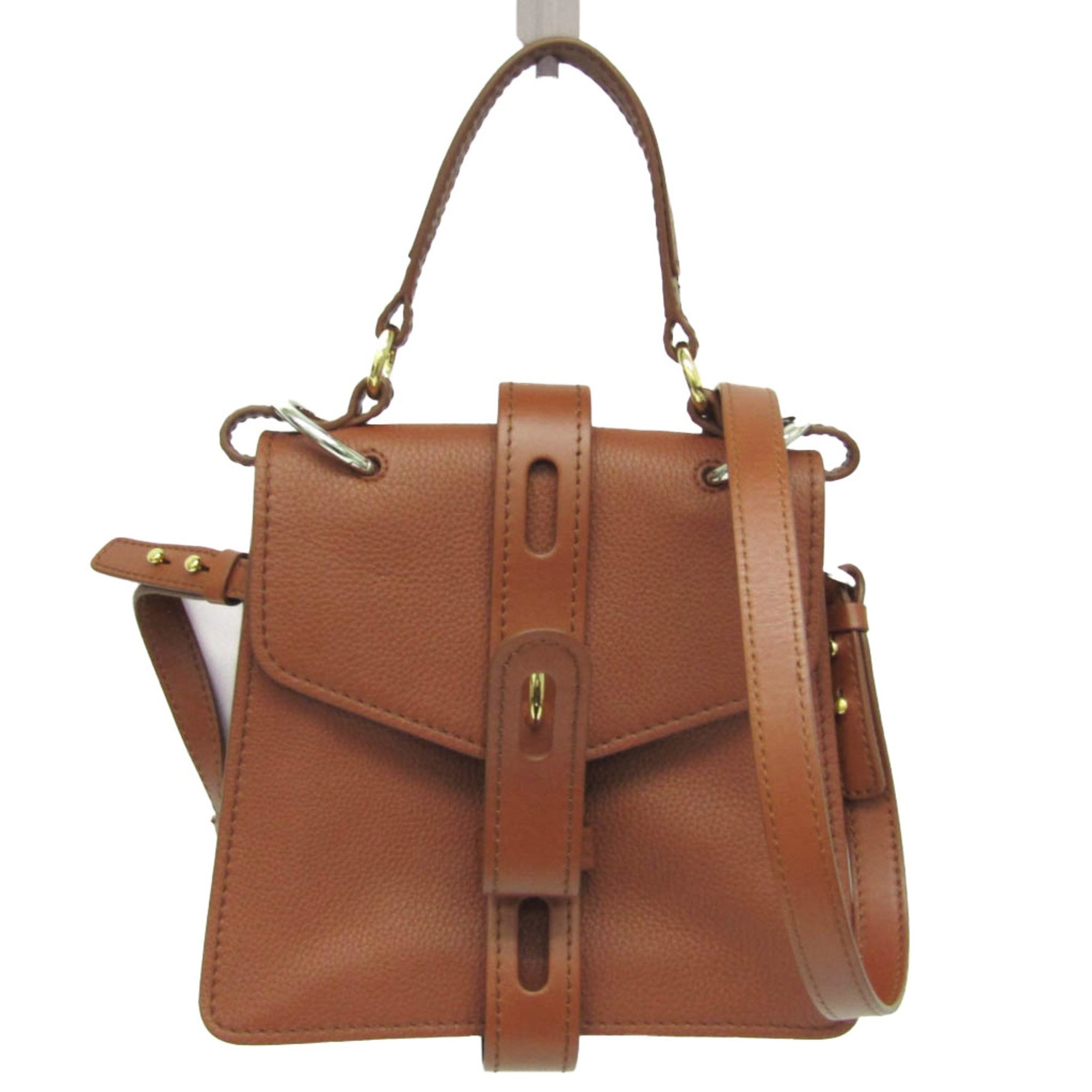 Chloé ABY Leather Shoulder Bag Red Brown