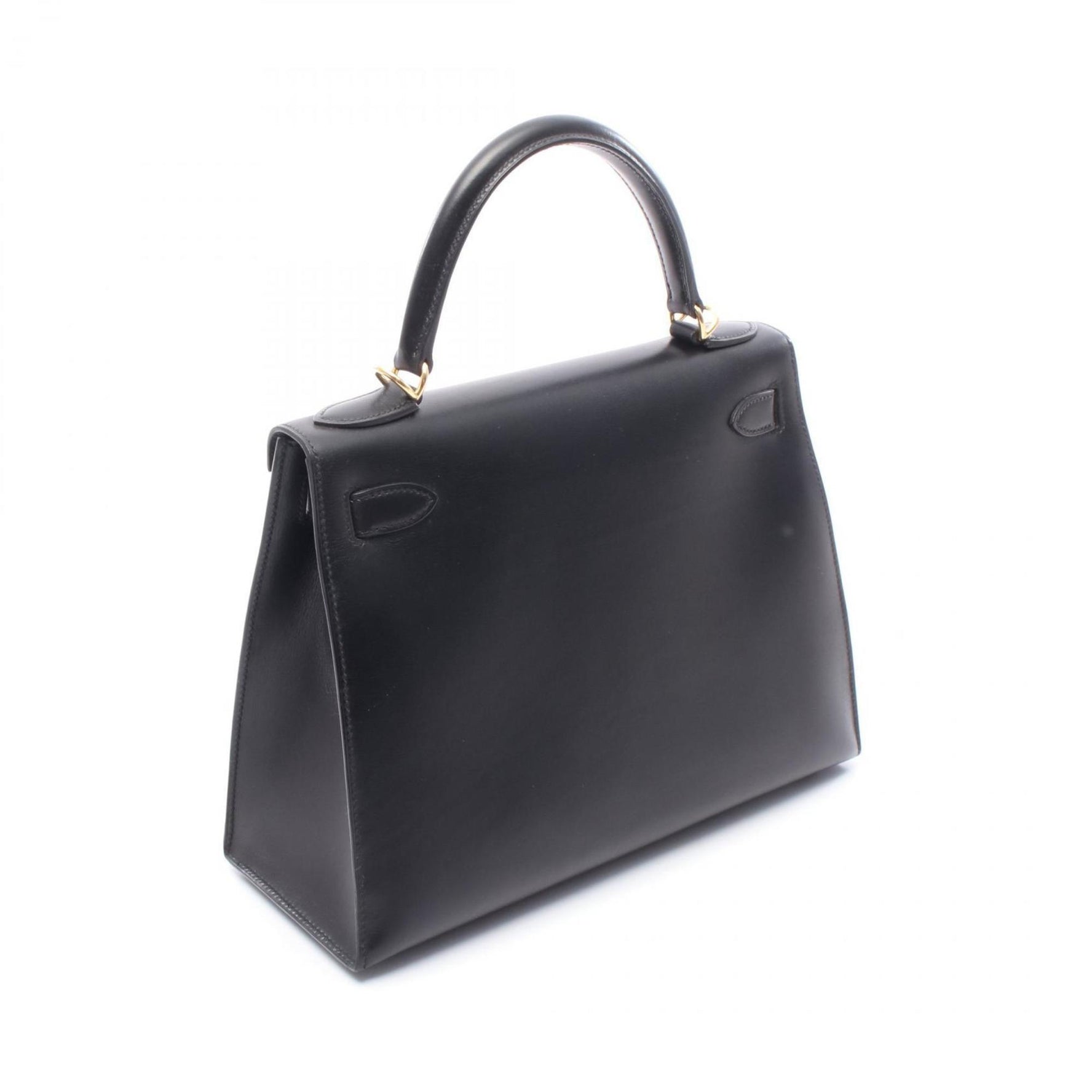 Hermes Hermès Kelly 28 handbag in calfskin box calf leather, black.