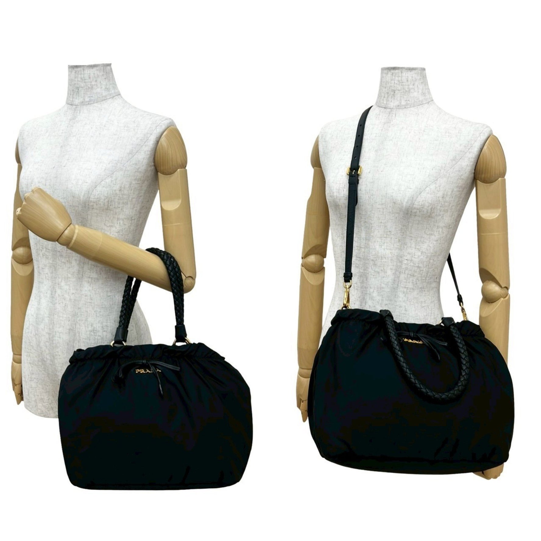 PRADA logo hardware ribbon Tessuto nylon and leather shoulder bag/handbag