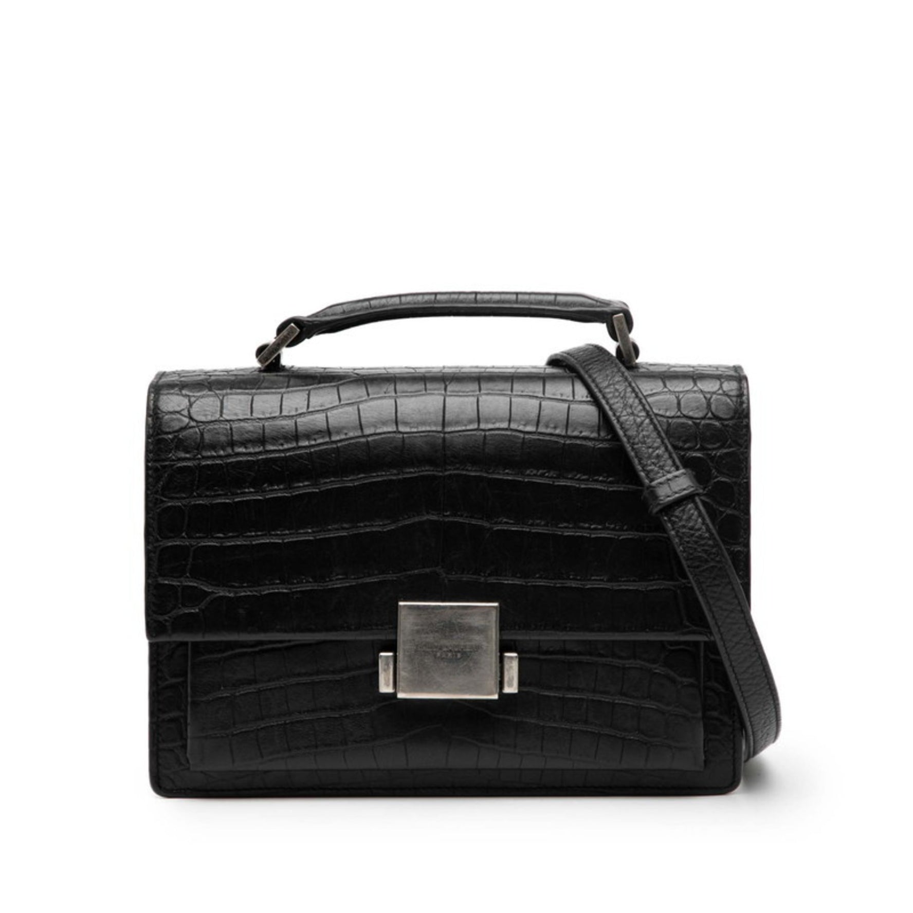 Saint Laurent Belle Chasse Crocodile Embossed Handbag/Shoulder Bag, Leather, SAINT LAURENT