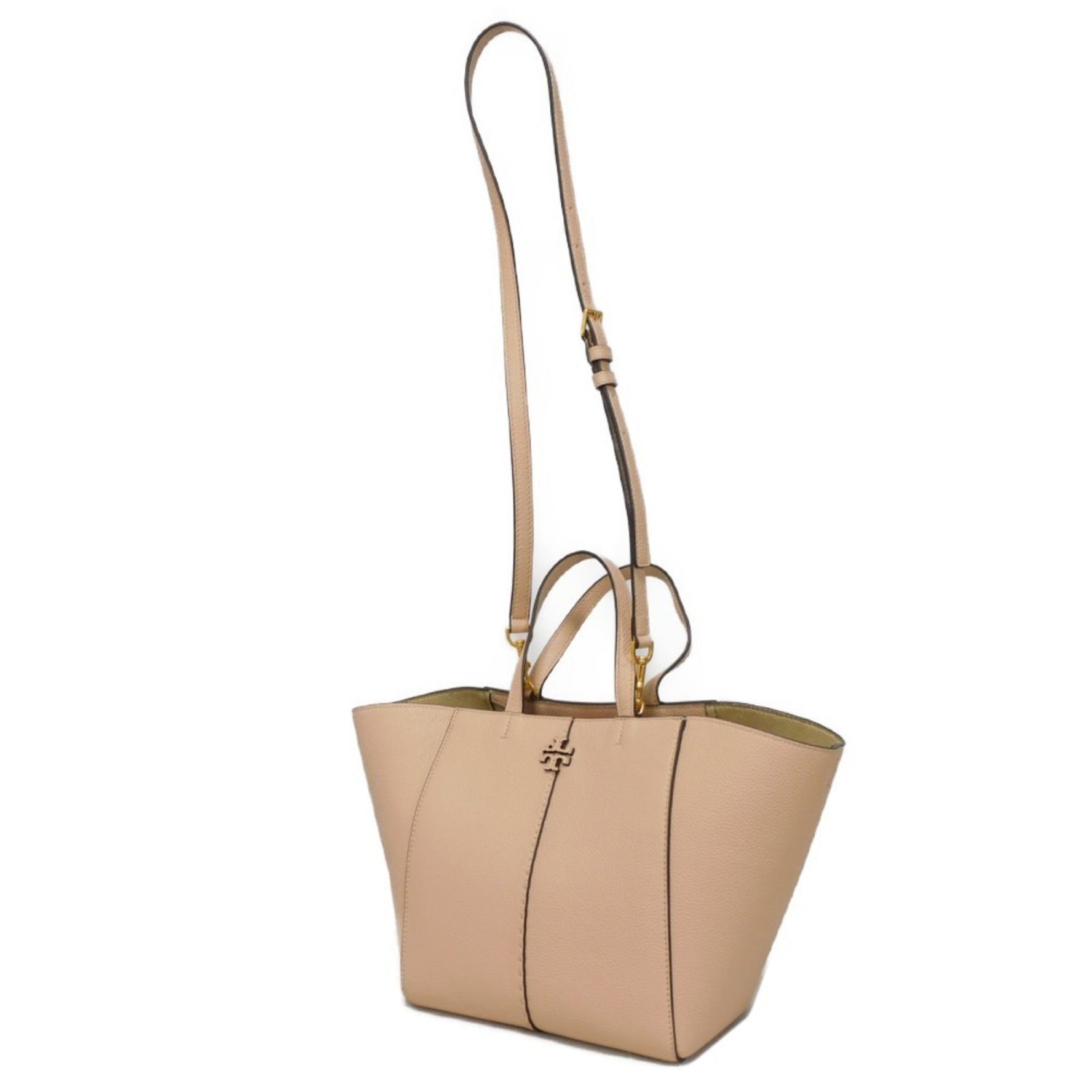 Tory Burch Tote Bag McGraw Carriol Pink Beige Shoulder Double T Goan Sand 927 Women's