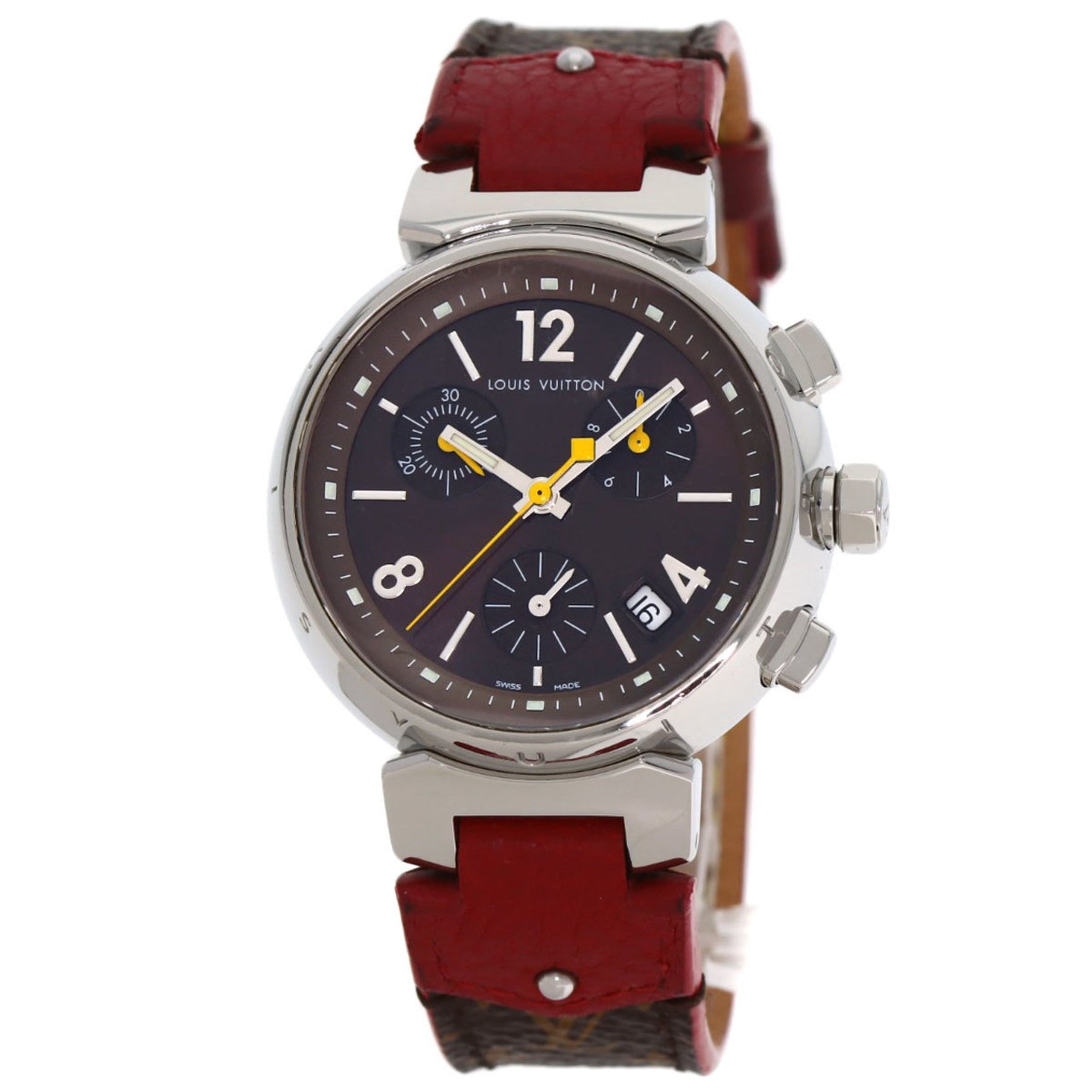Louis Vuitton Tambour Chronograph Watch, Stainless Steel and Leather