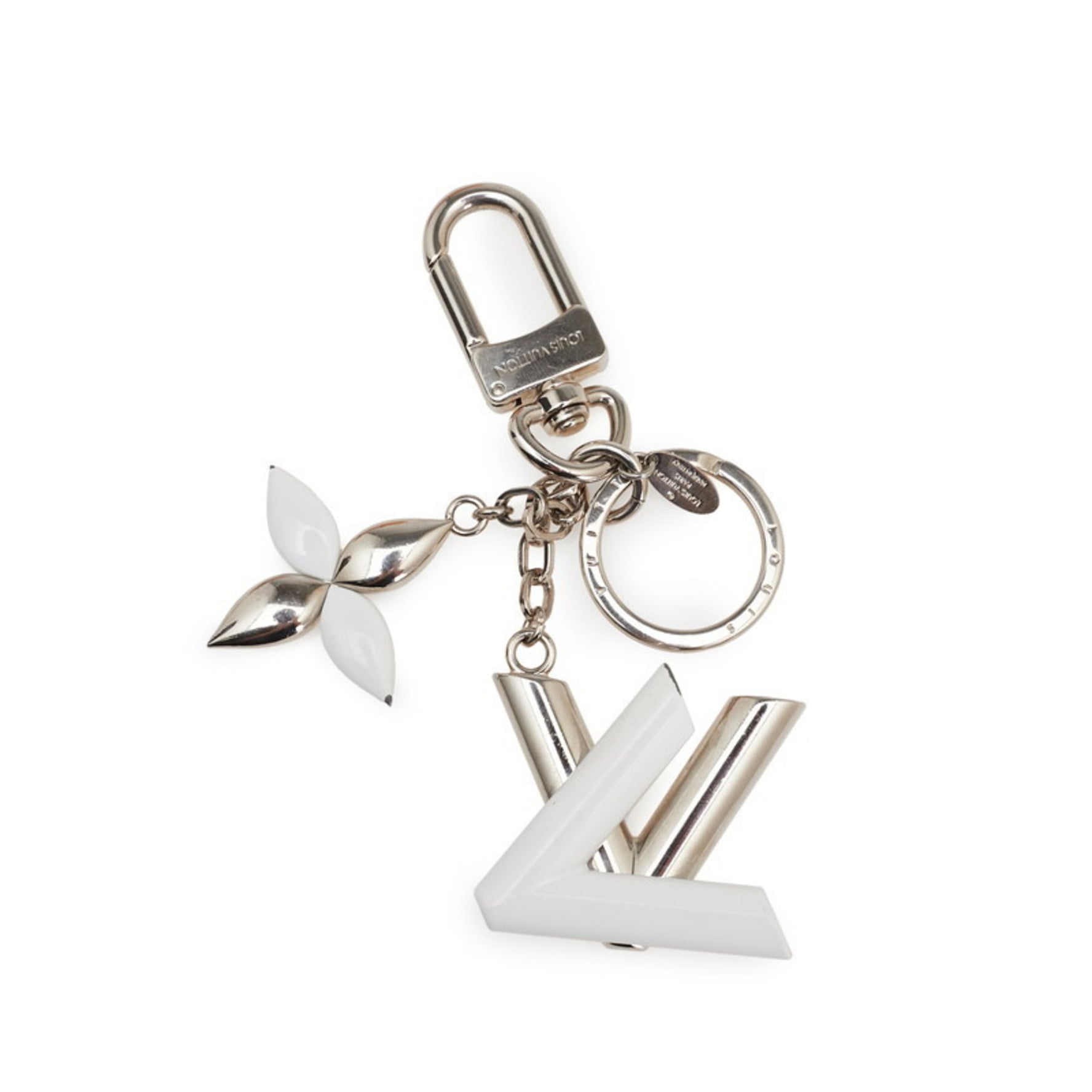 Louis Vuitton Twist Key Ring Bag Charm Silver and Metal LOUIS VUITTON