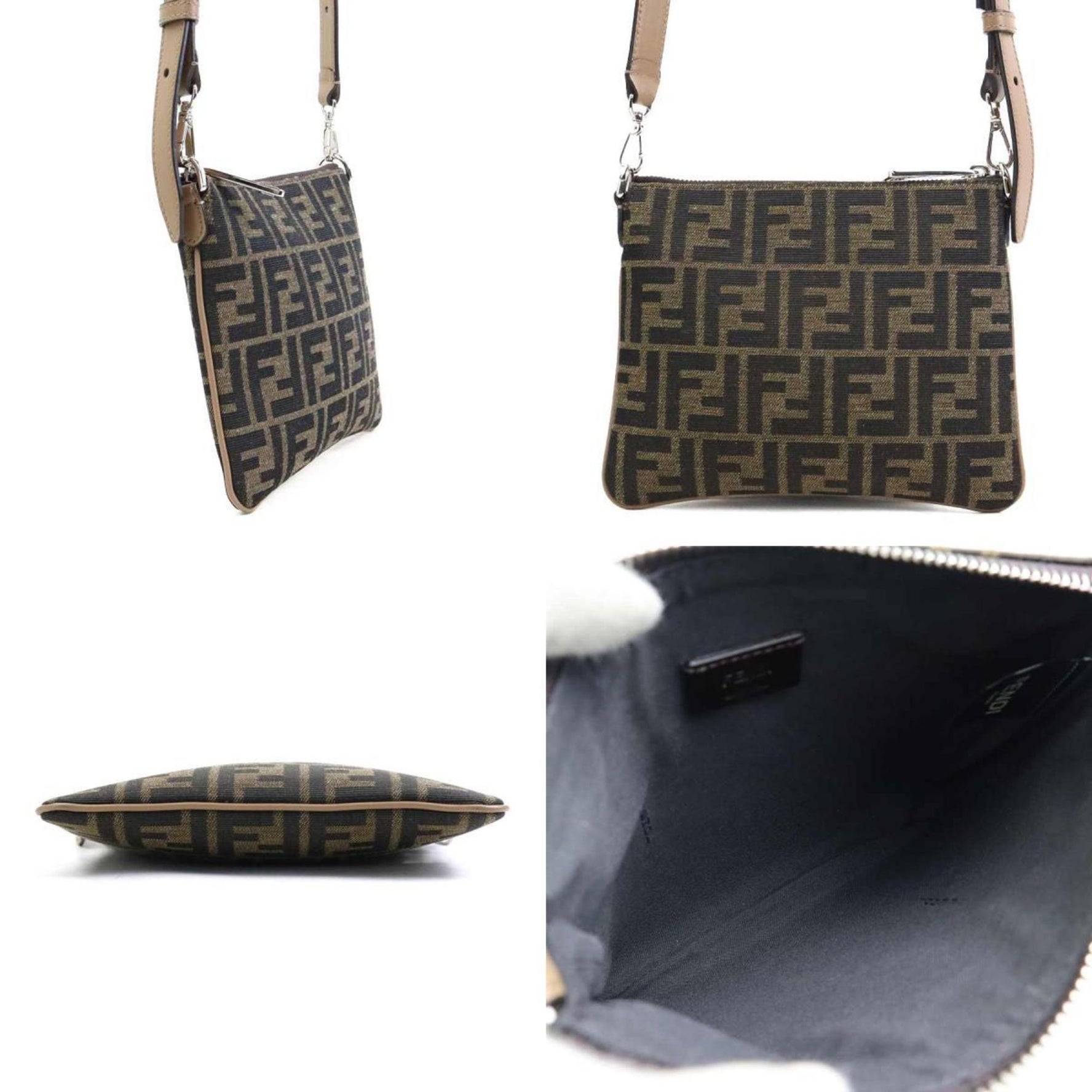 Fendi Zucca After Bag Mini Shoulder in and Silver Canvas Leather