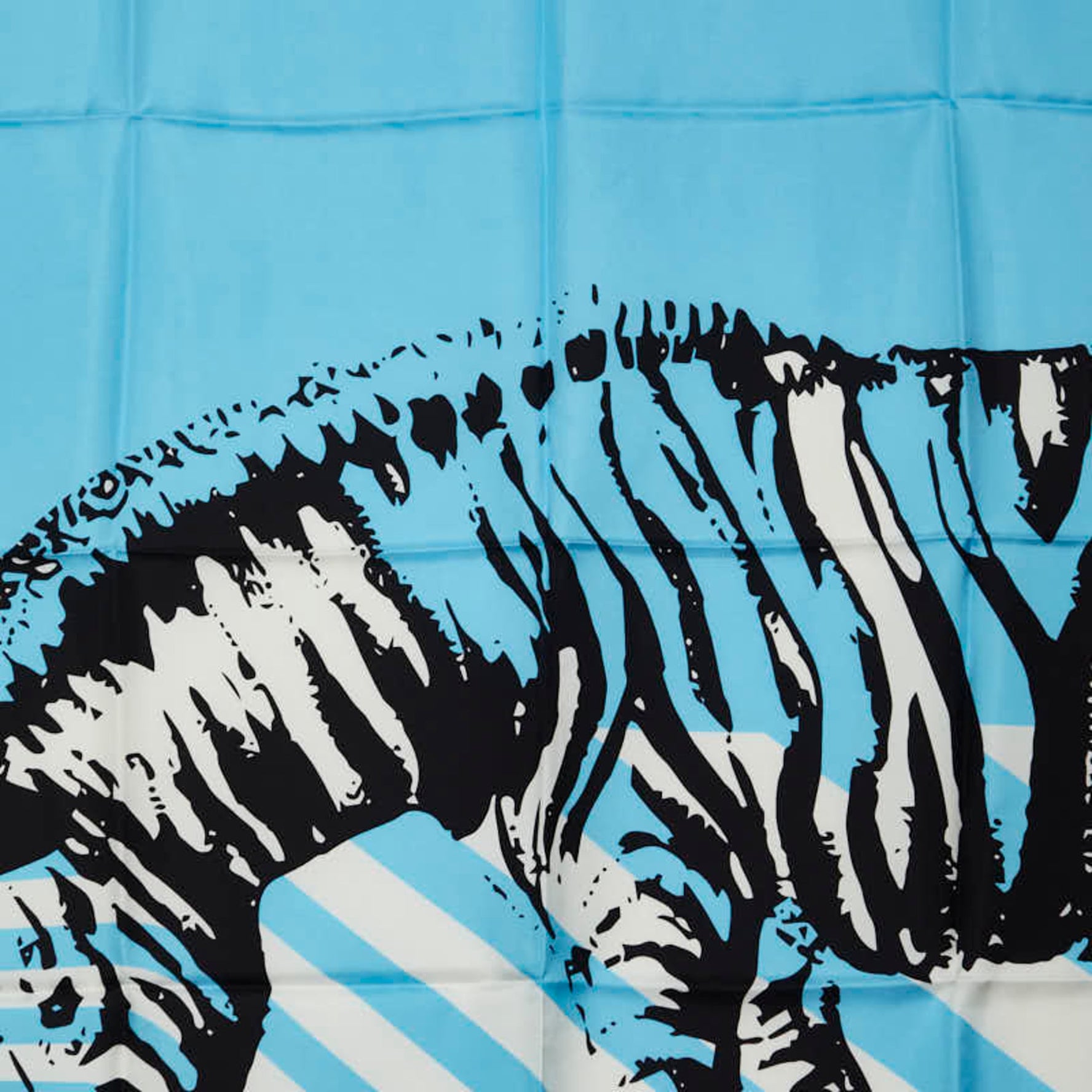 Christian Dior Dior zebra print scarf/muffler in light blue and purple silk .