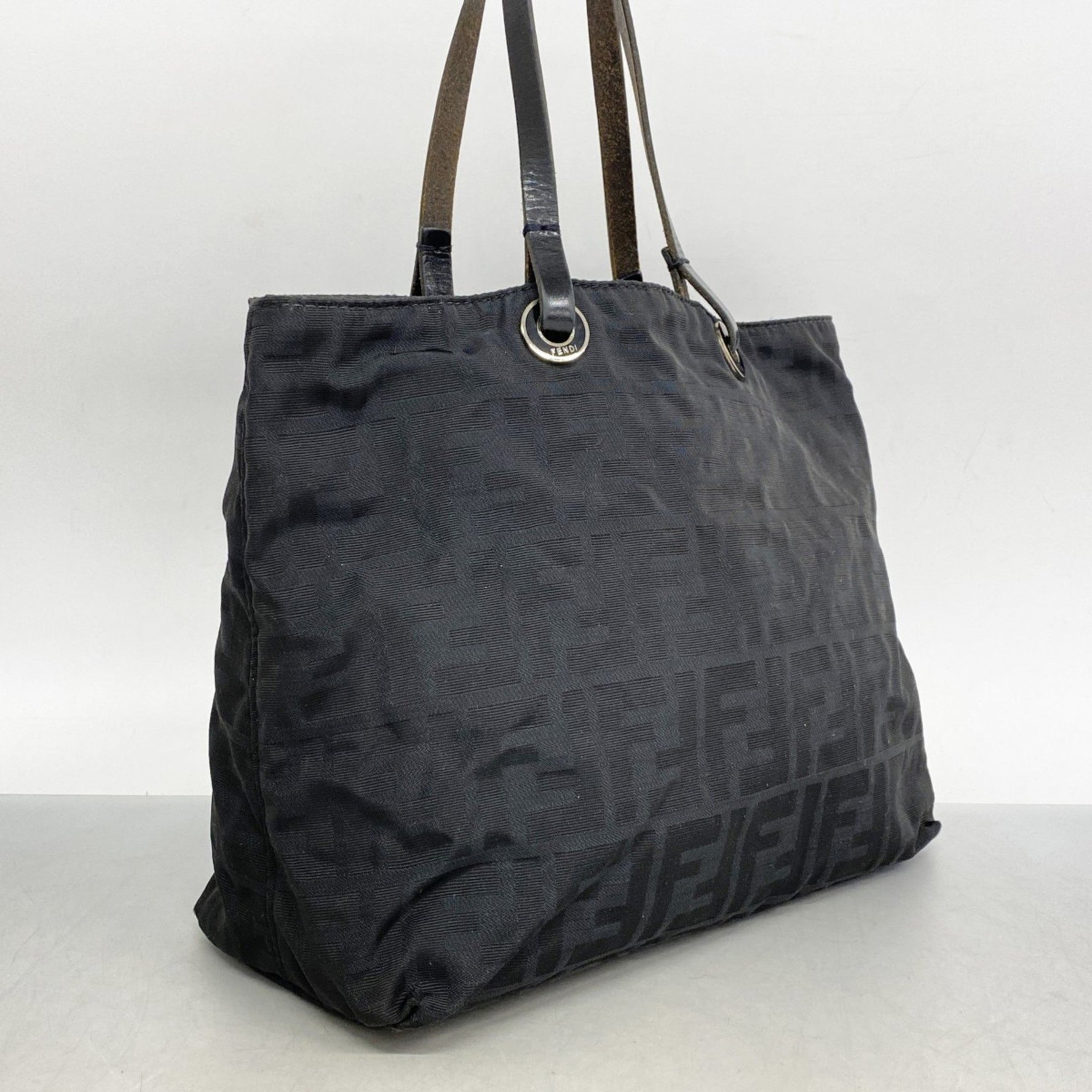 Fendi Zucca nylon canvas handbag in black for women