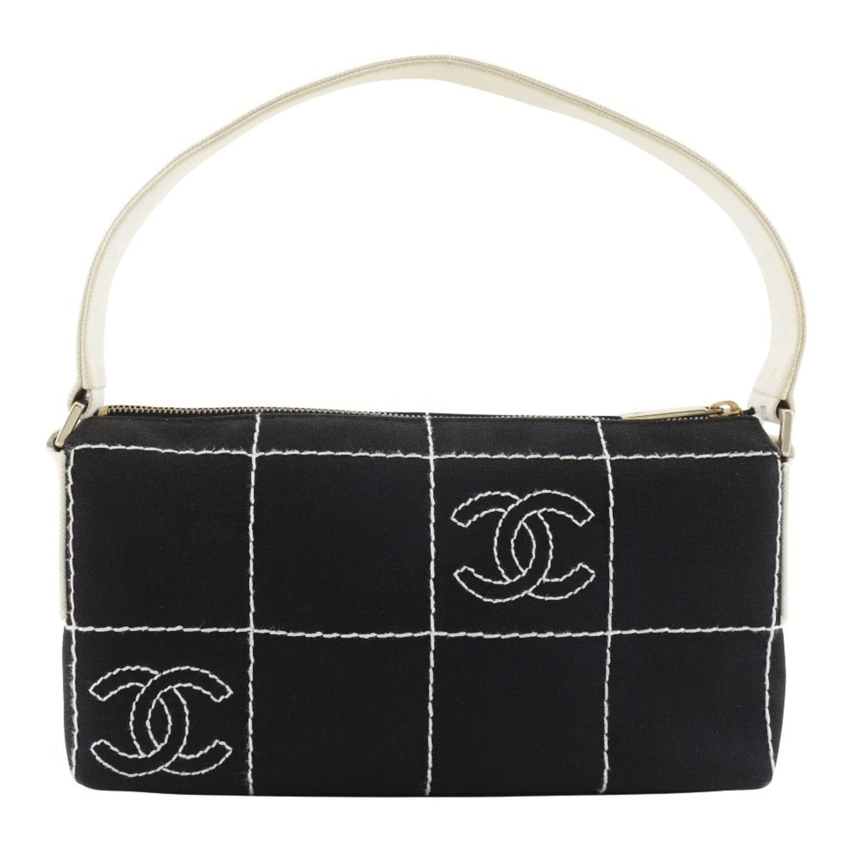 CHANEL Chocolate Bar Shoulder Bag Canvas