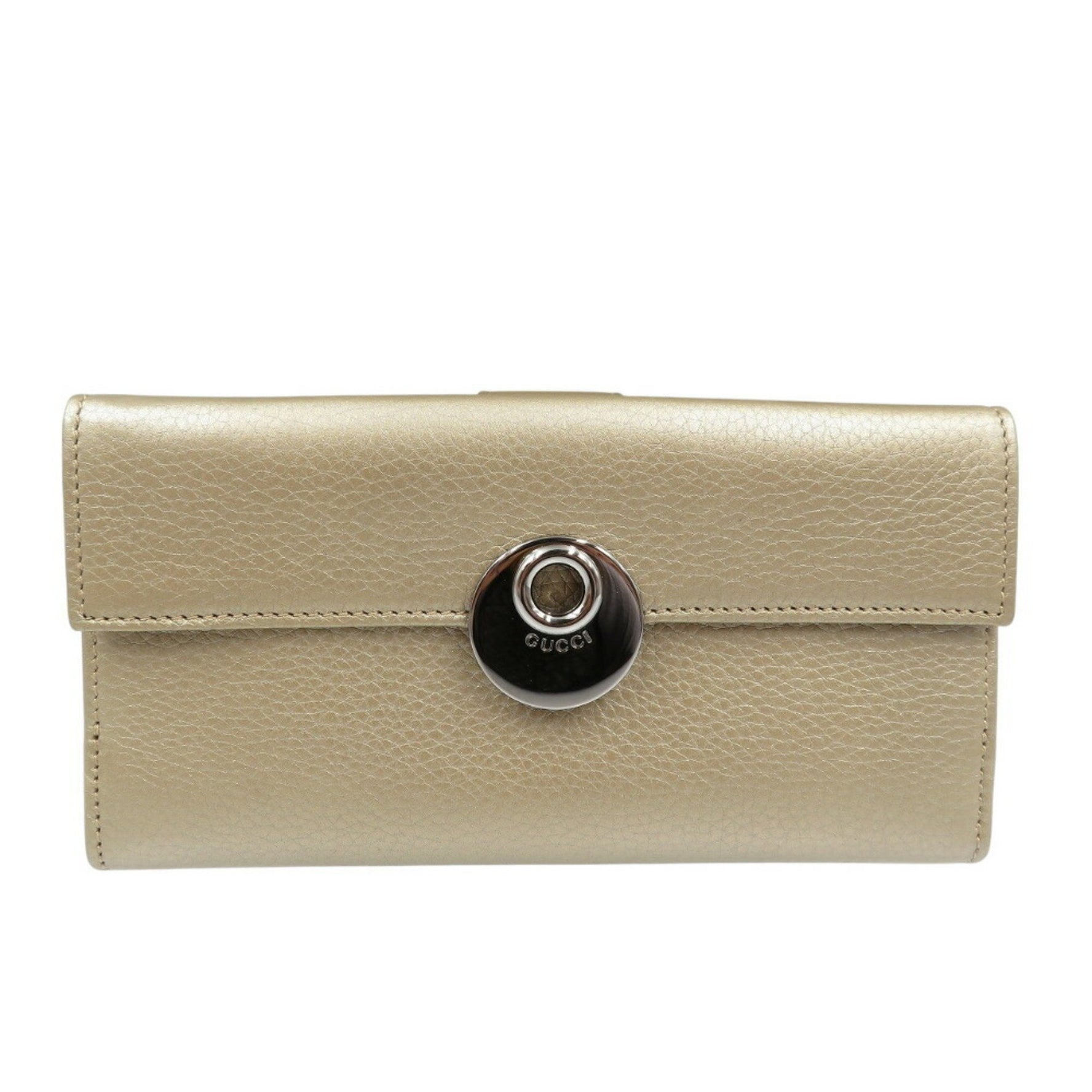 Gucci Leather Champagne Gold W Long Wallet 1176GUCCI