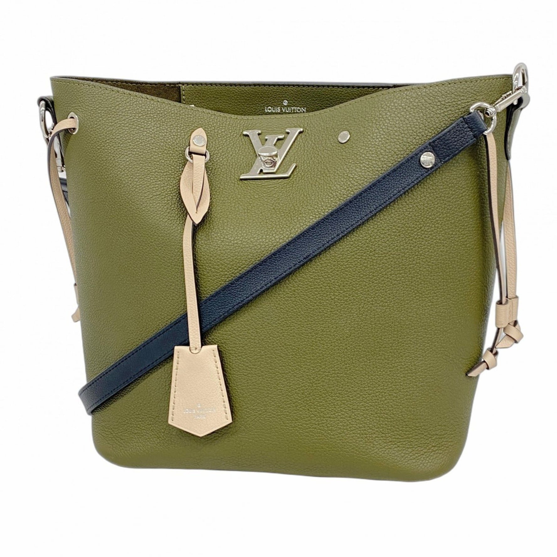 Louis Vuitton Lock Me Bucket Shoulder Bag M55439 Khaki Noir Laurier Toffee Latte Women's