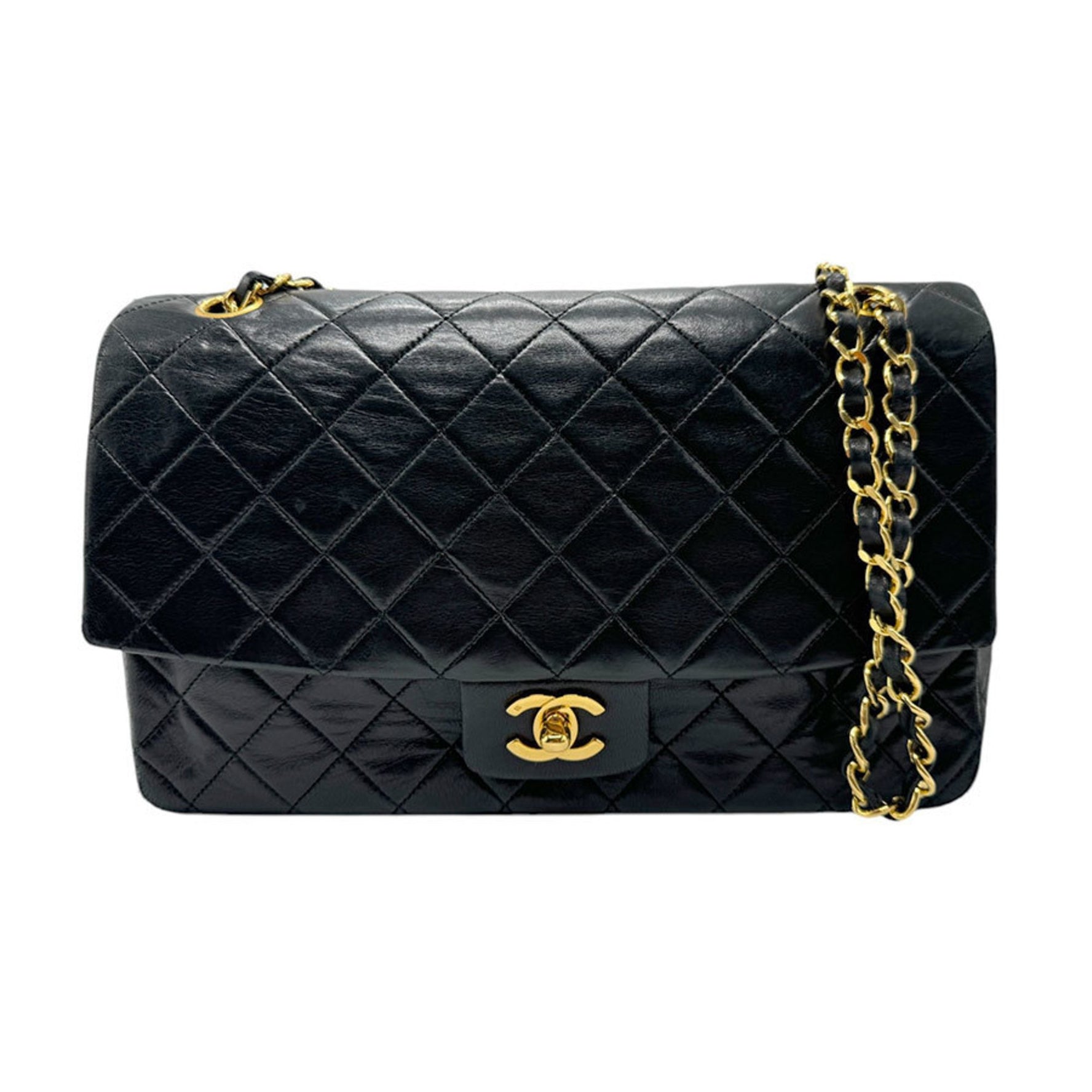 CHANEL Shoulder Bag Lambskin Gold