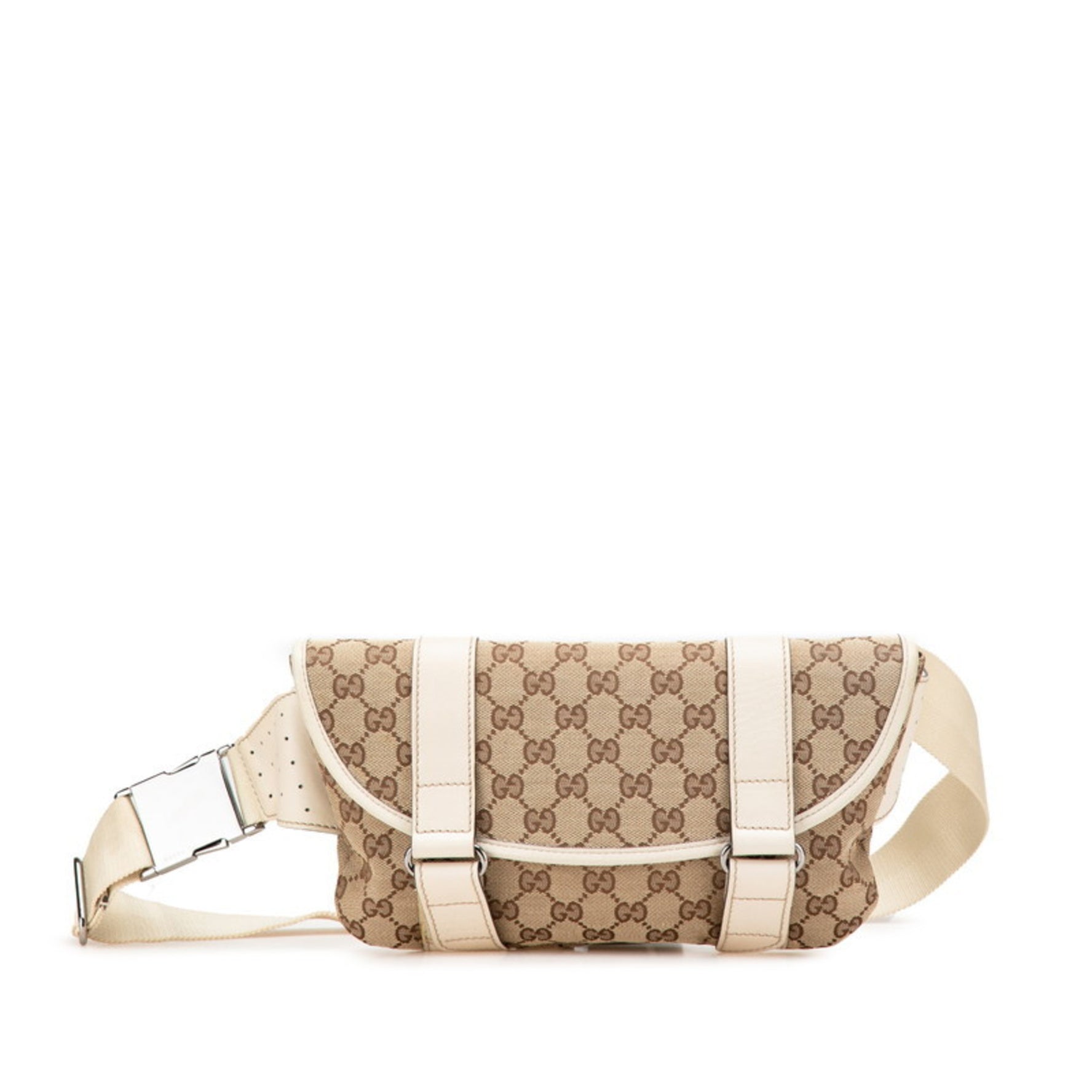 Gucci GG Canvas Waist Bag/Body Bag Beige/White Canvas/Leather Women's GUCCI