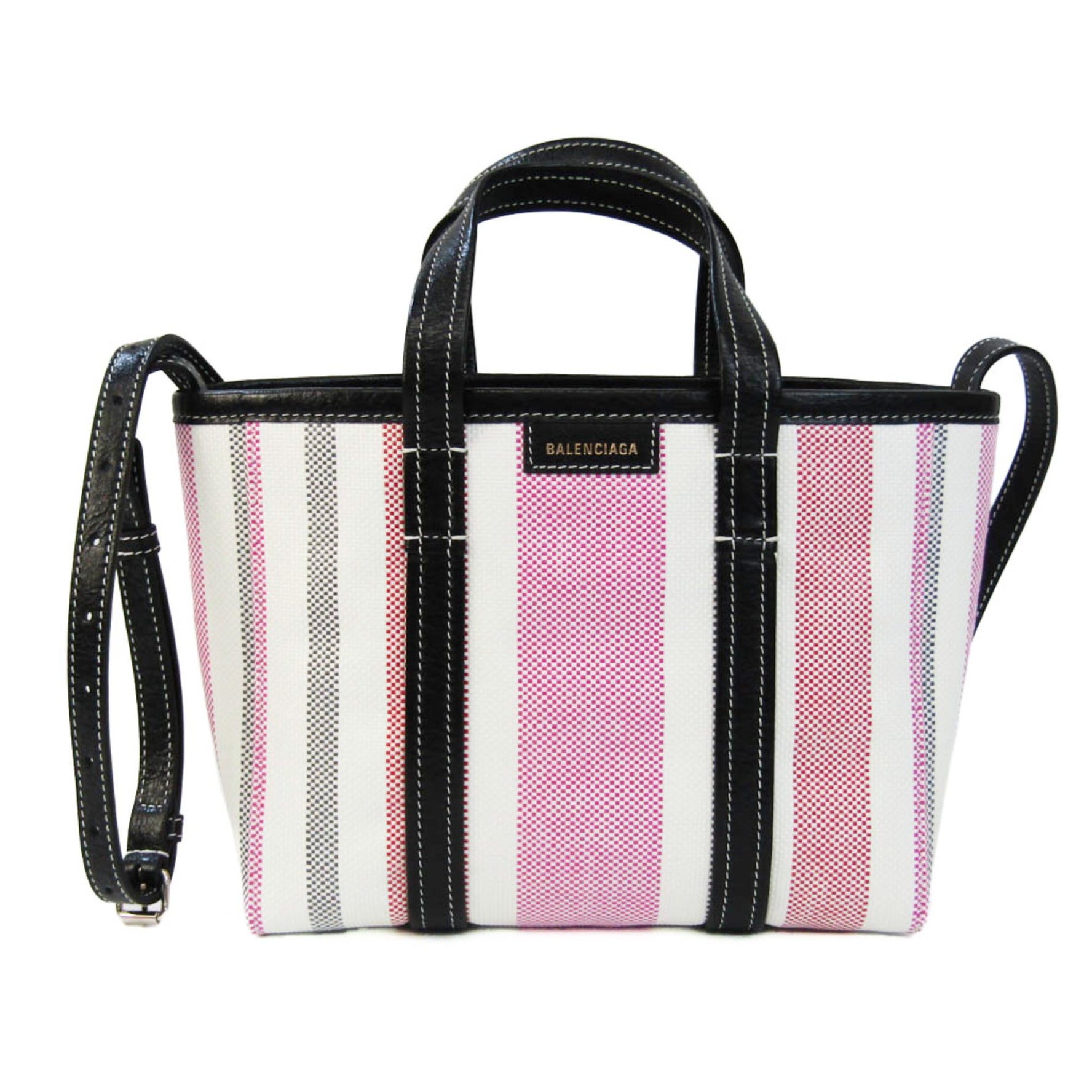 Balenciaga BARBES SMALL Women's Leather,Polyamide Handbag,Shoulder Bag Black,Pink,Red Color,White