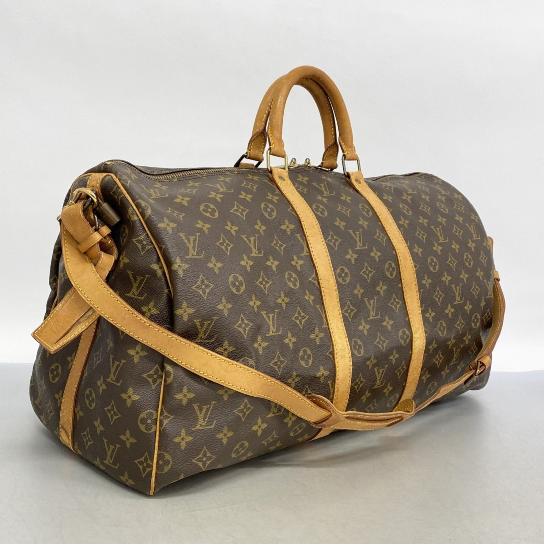 Louis Vuitton Monogram Keepall Bandouliere 55 Boston Bag M41414 Brown Men's/Women's P1240692