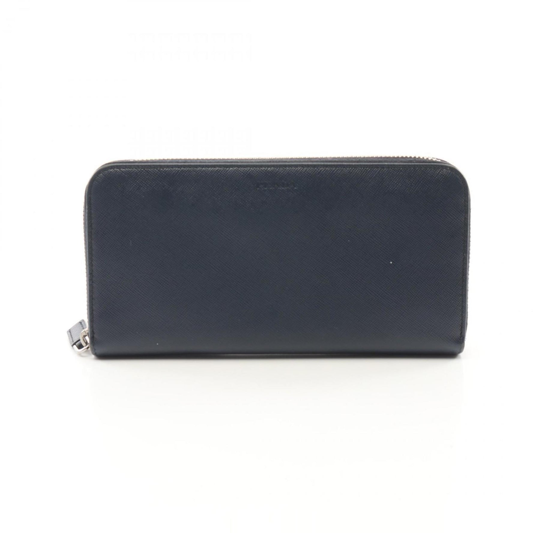 PRADA Round Long Wallet Saffiano Leather Women's Navy 1ML506