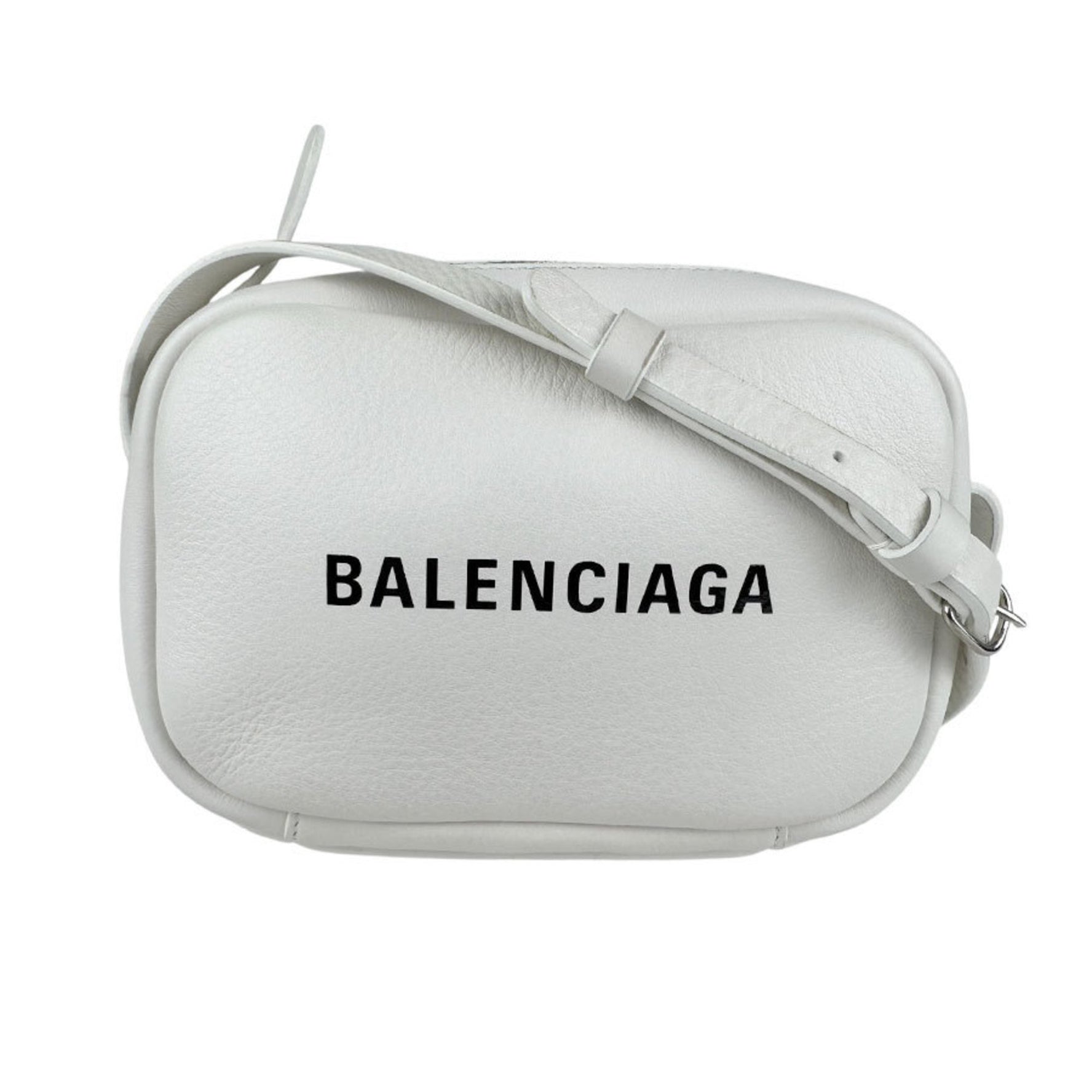 BALENCIAGA Shoulder Bag Everyday Camera XS Leather Off-White Silver Women's z5592