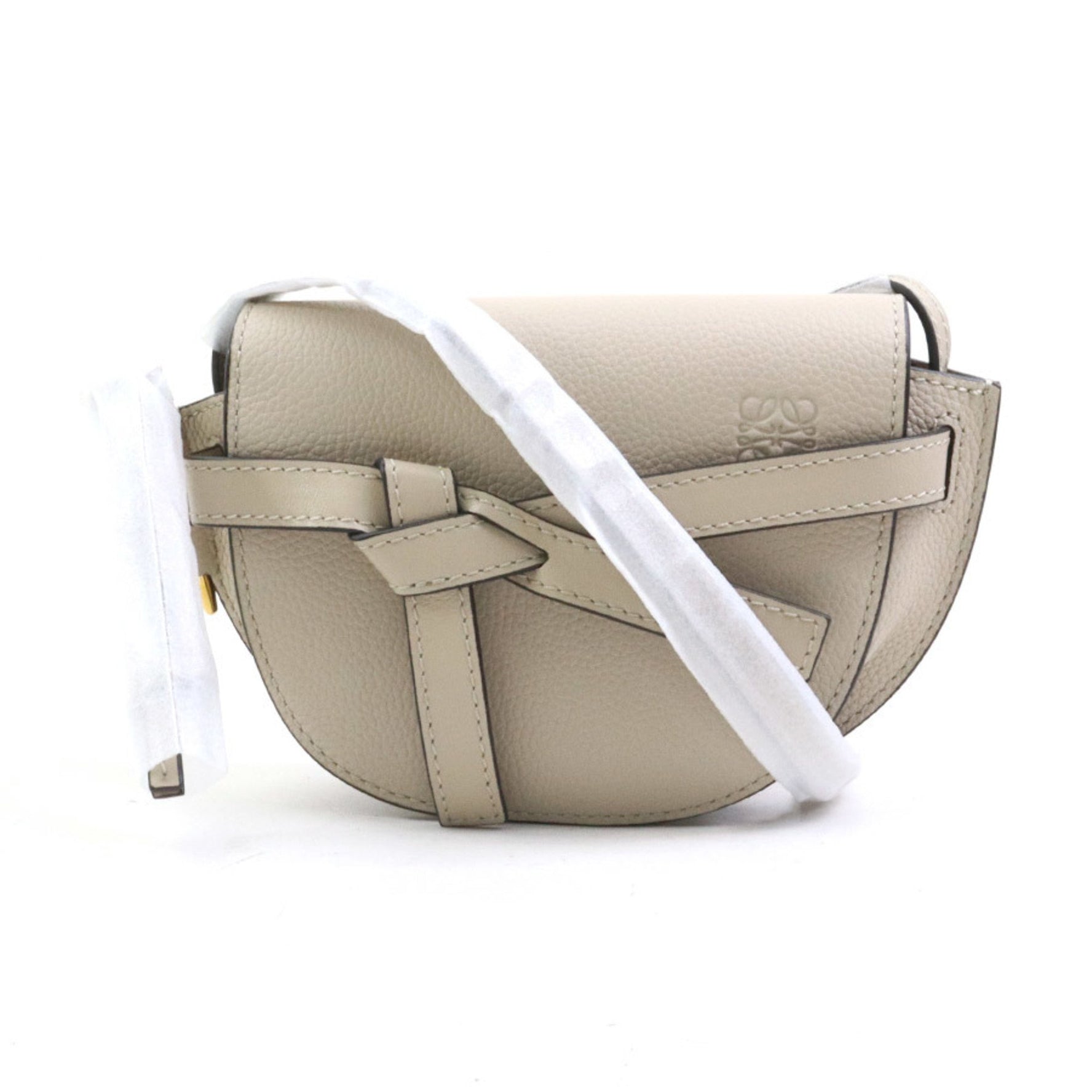 LOEWE Gate Mini Shoulder Bag in Greige Leather, Women's, H31456G