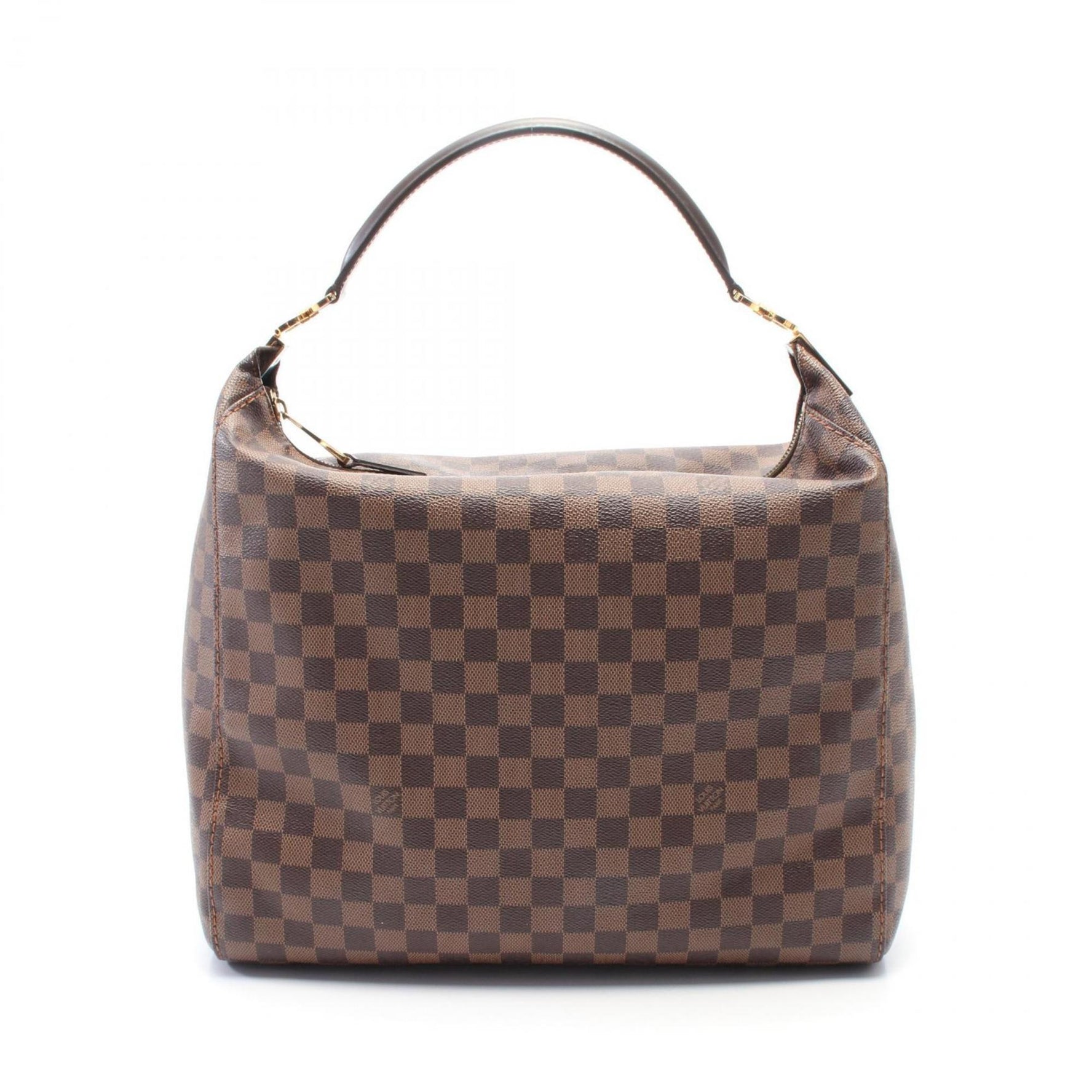 Louis Vuitton Portobello GM Damier Ebene Shoulder Bag Coated Canvas Leather
