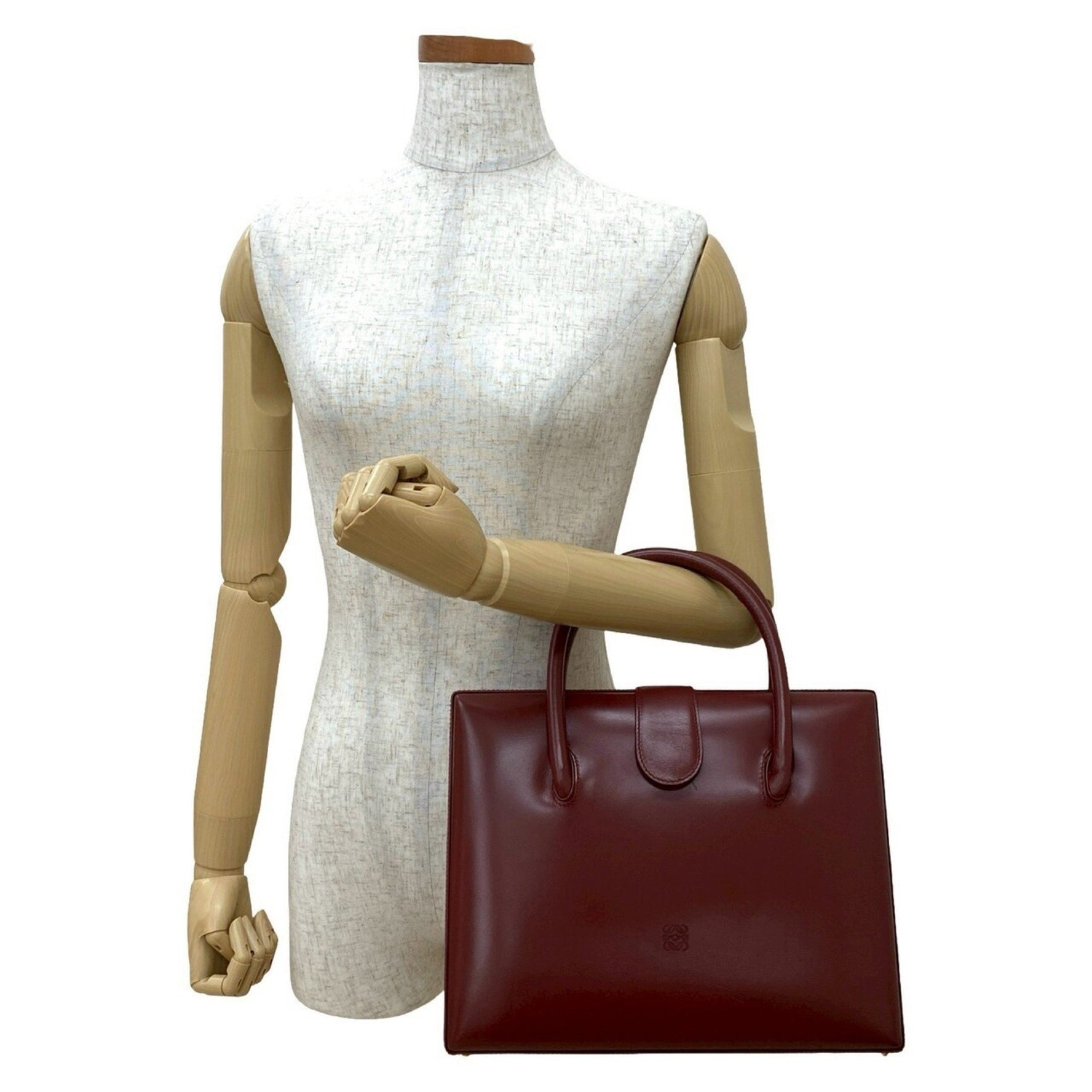 LOEWE Anagram Logo Leather Handbag/Tote Bag in Red and Bordeaux (52-10)