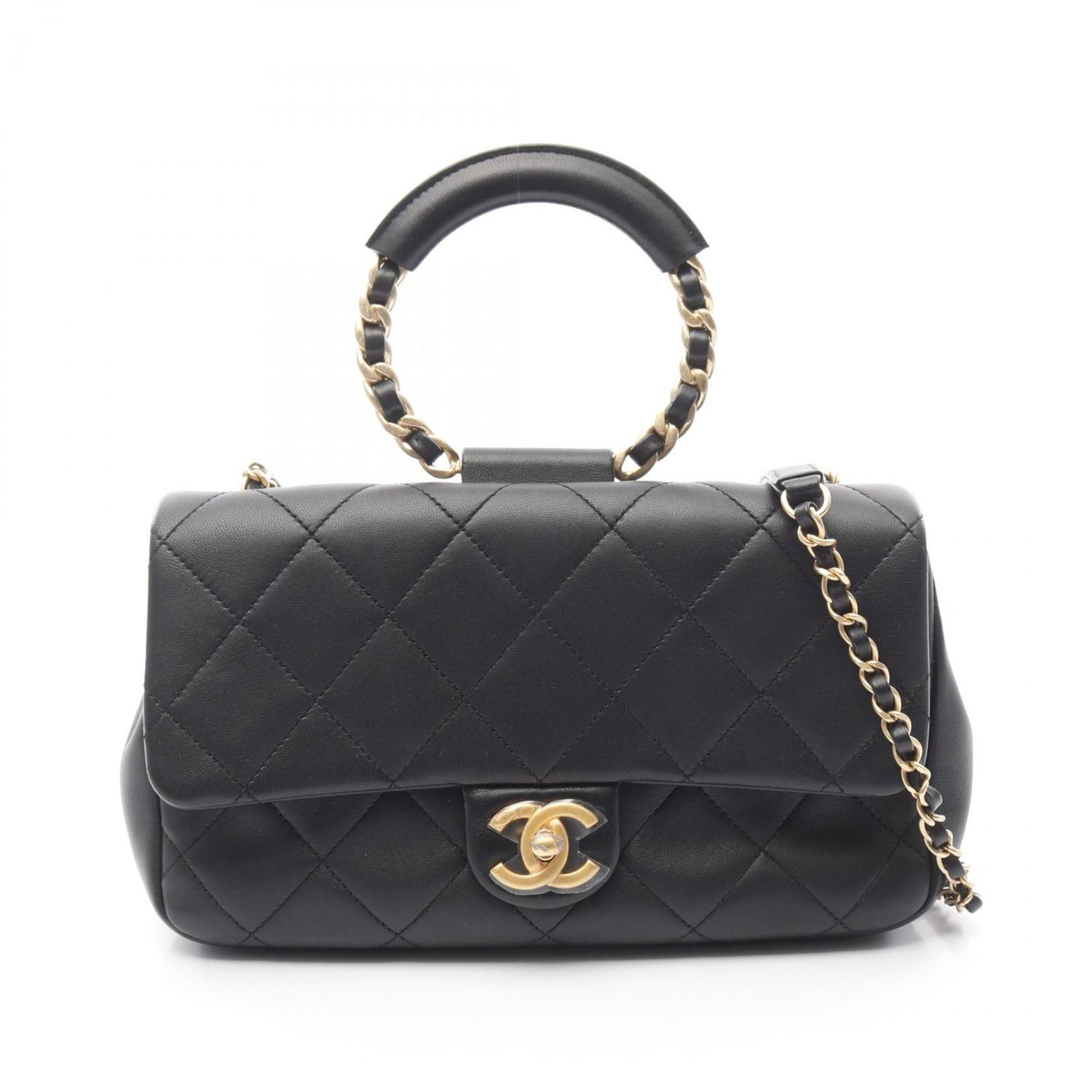 CHANEL Matelasse Shoulder Bag Leather Women's Black