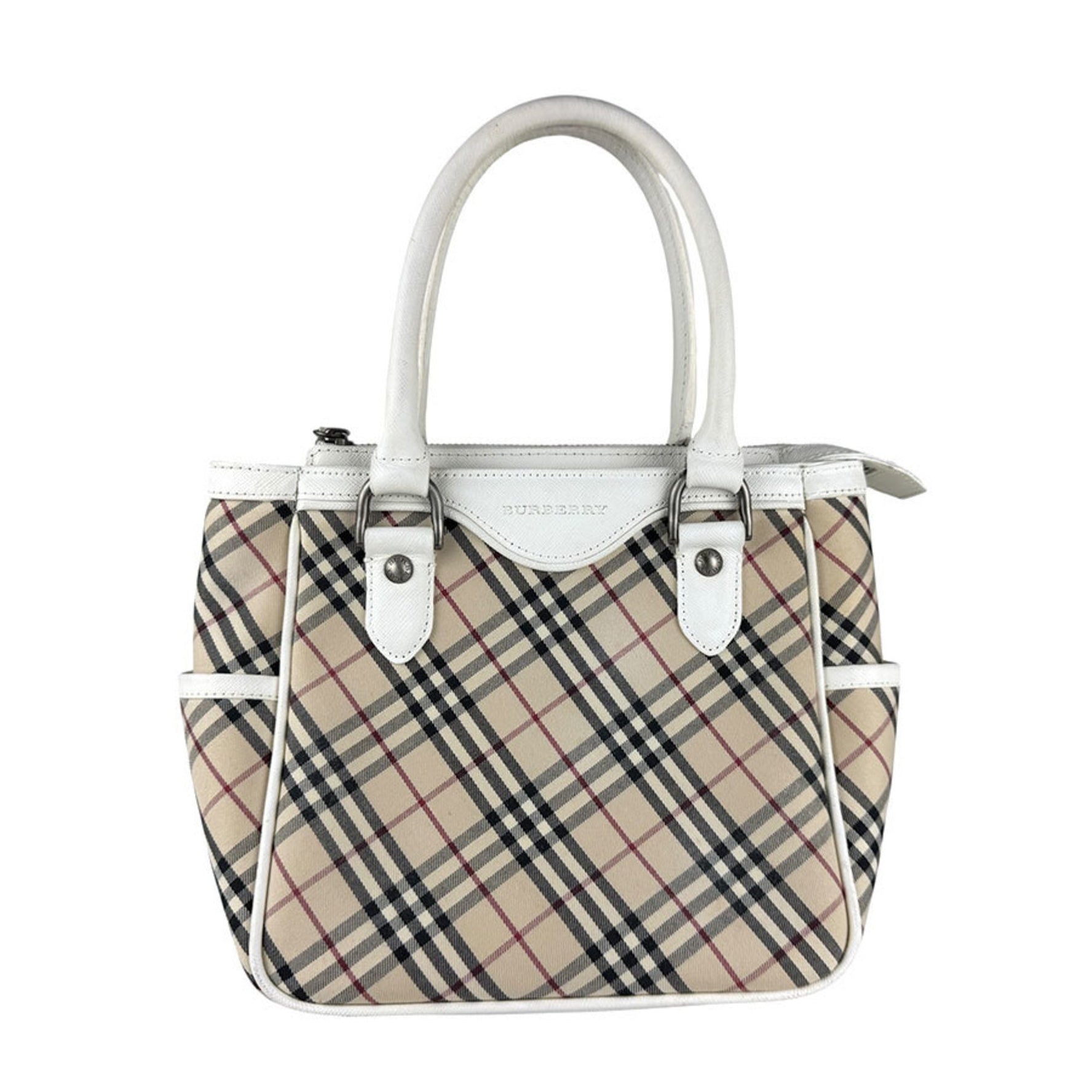 Burberry Handbag Leather Nylon Canvas White/Beige