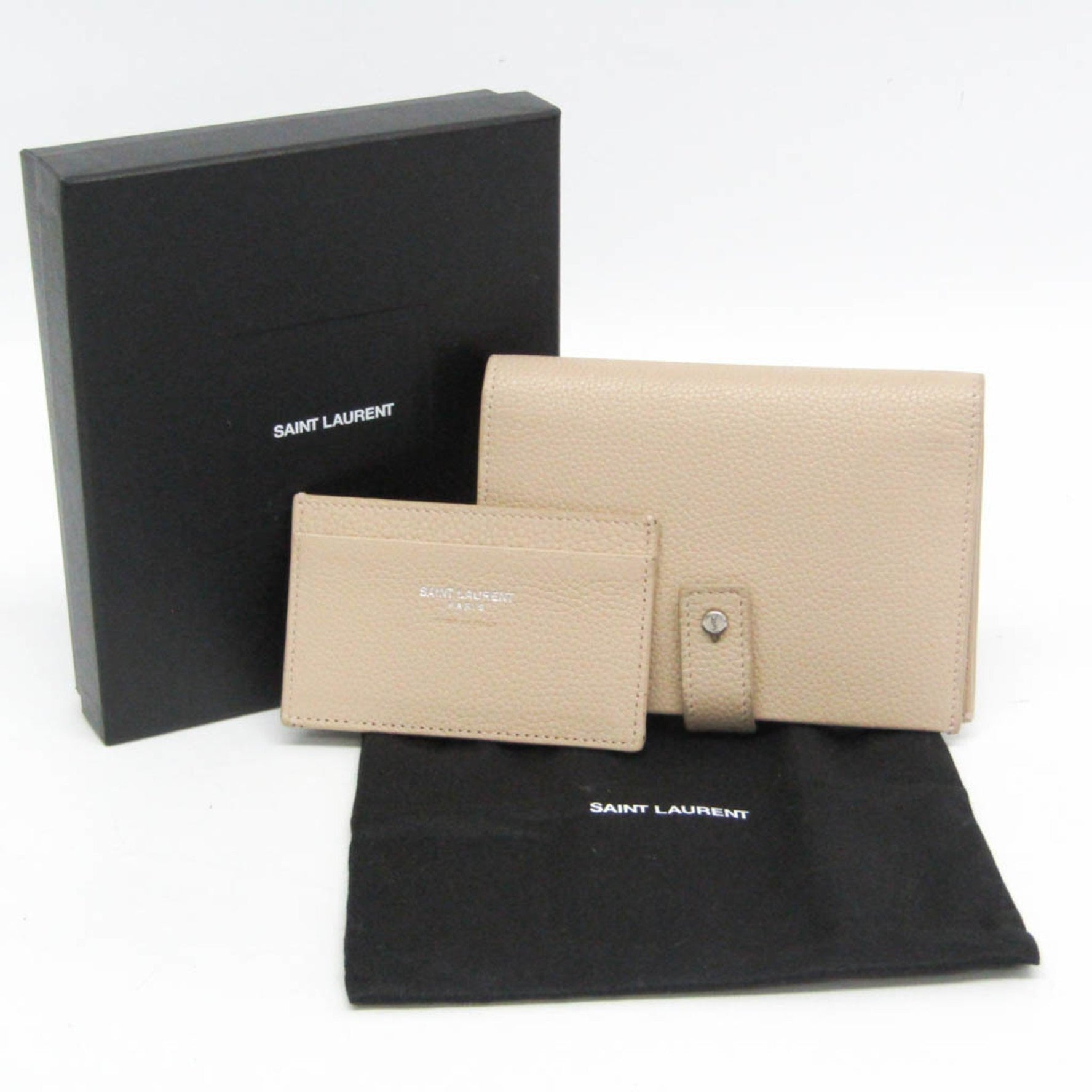 Saint Laurent Women's Leather Middle Wallet (bi-fold) Beige