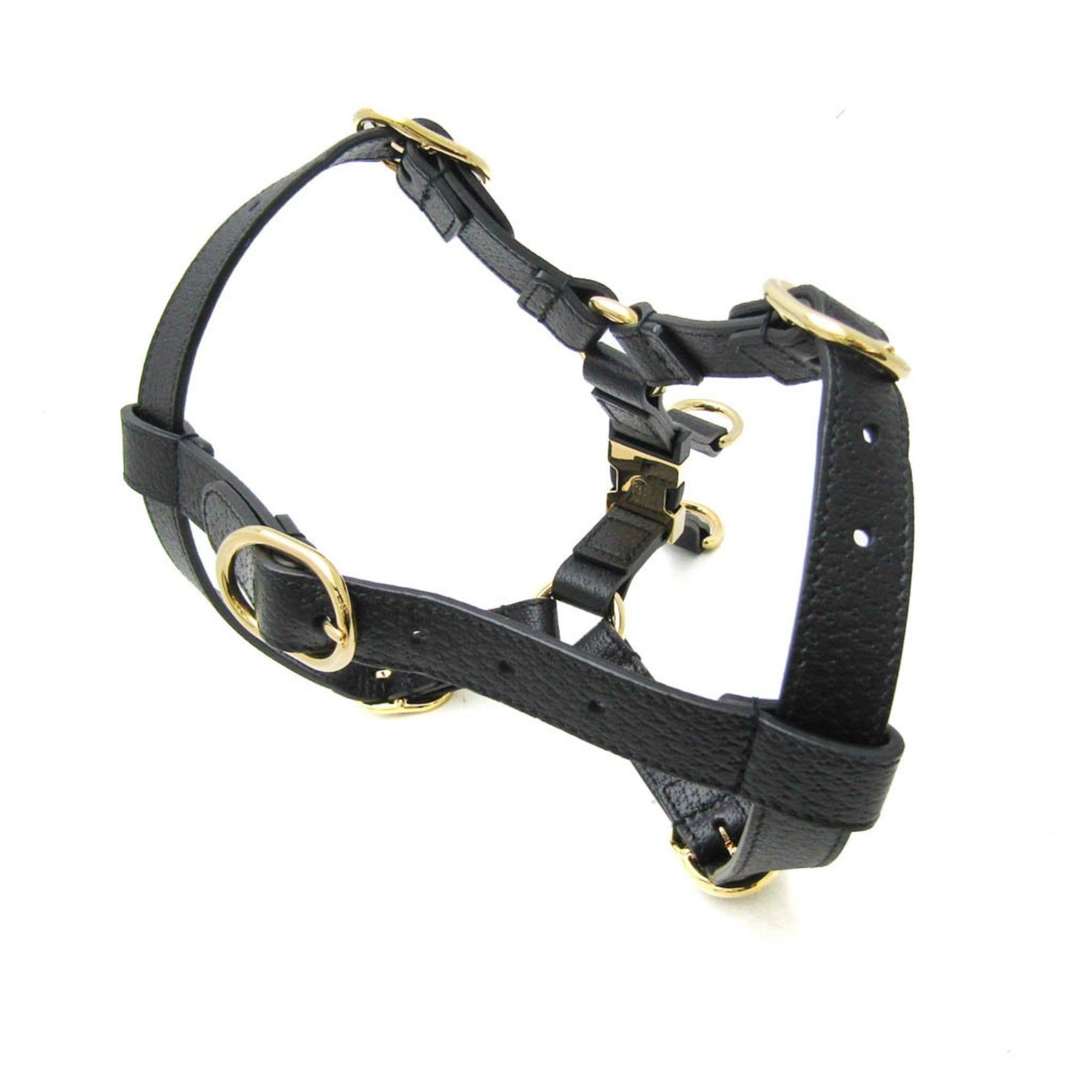 Gucci Interlocking G Dog Harness Leather Black