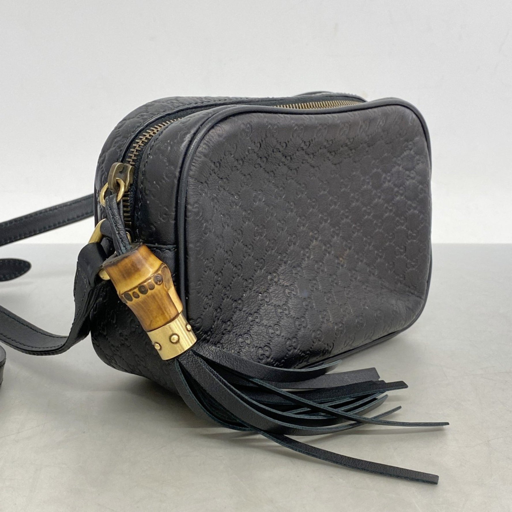Gucci Micro Guccissima GG Blooms Shoulder Bag Leather Black Women's