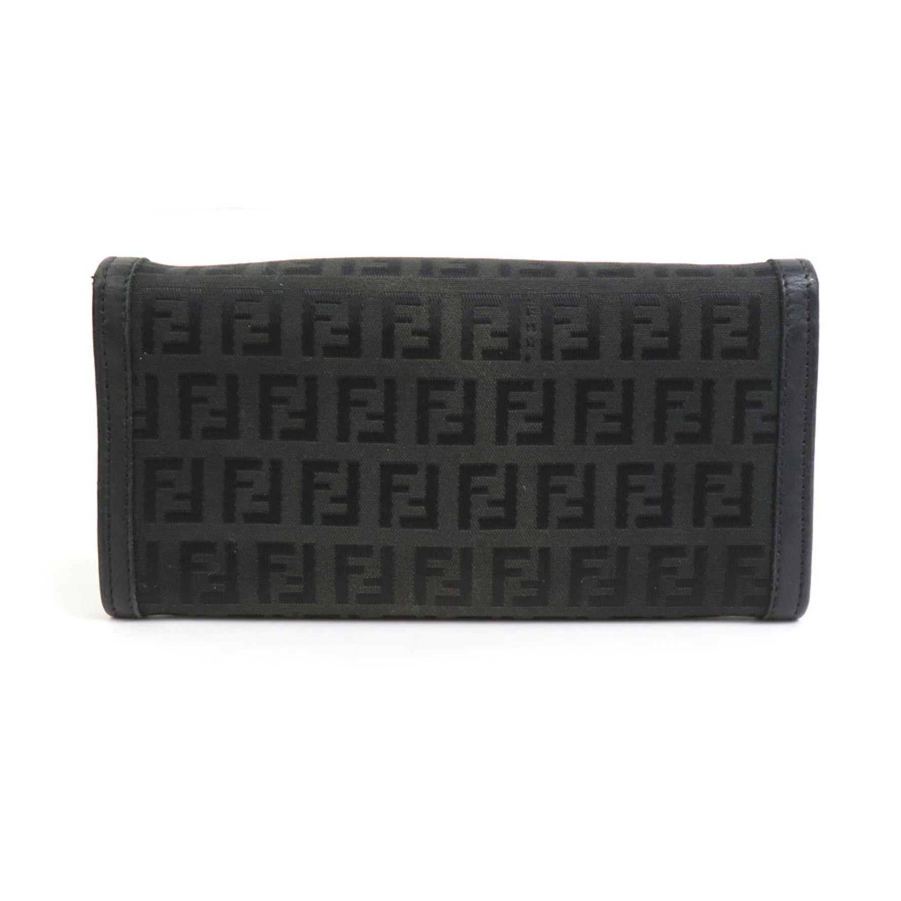 FENDI Long Wallet Zucchino Canvas Leather