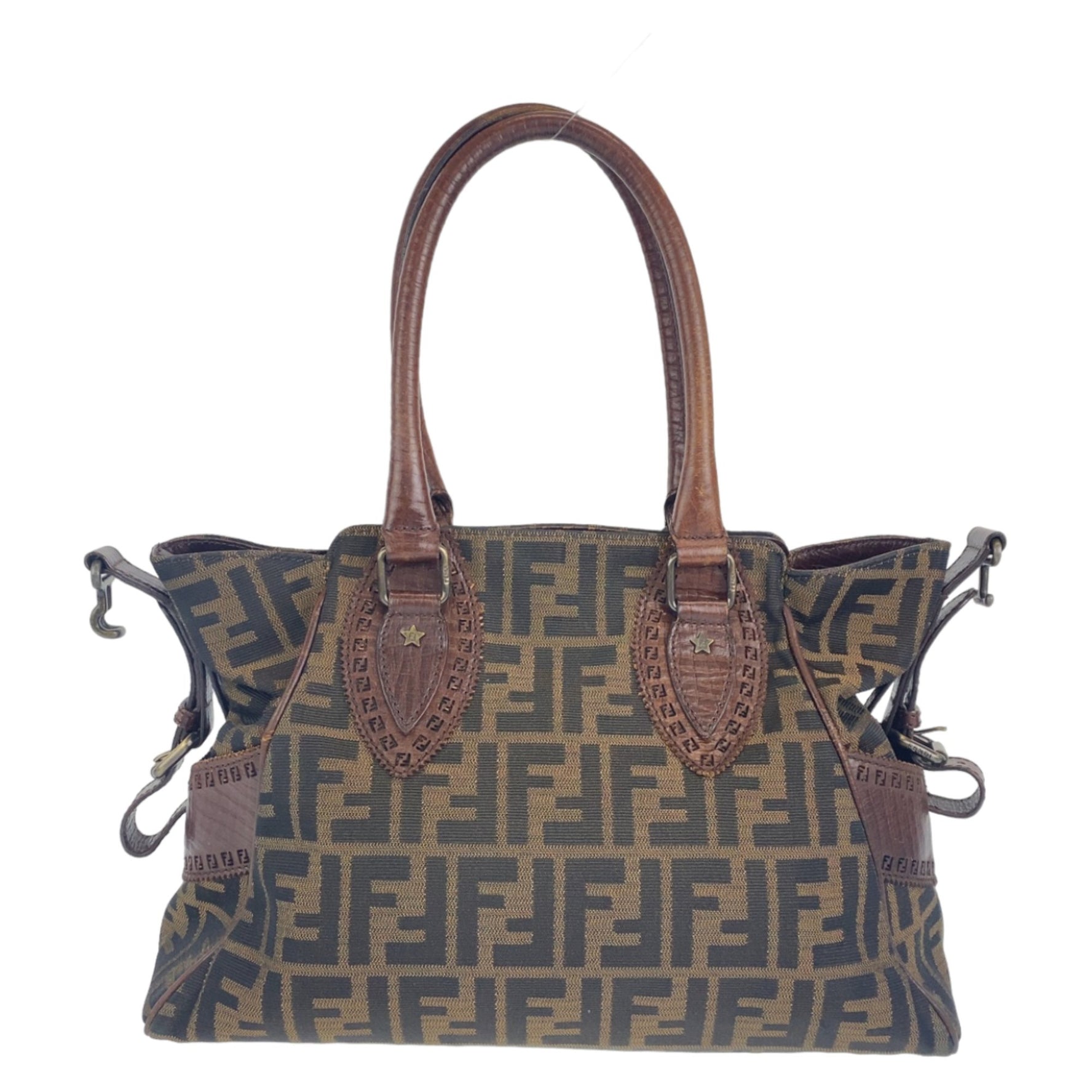 FENDI Zucca pattern Ethnico canvas and leather shoulder bag, handbag, tote bag