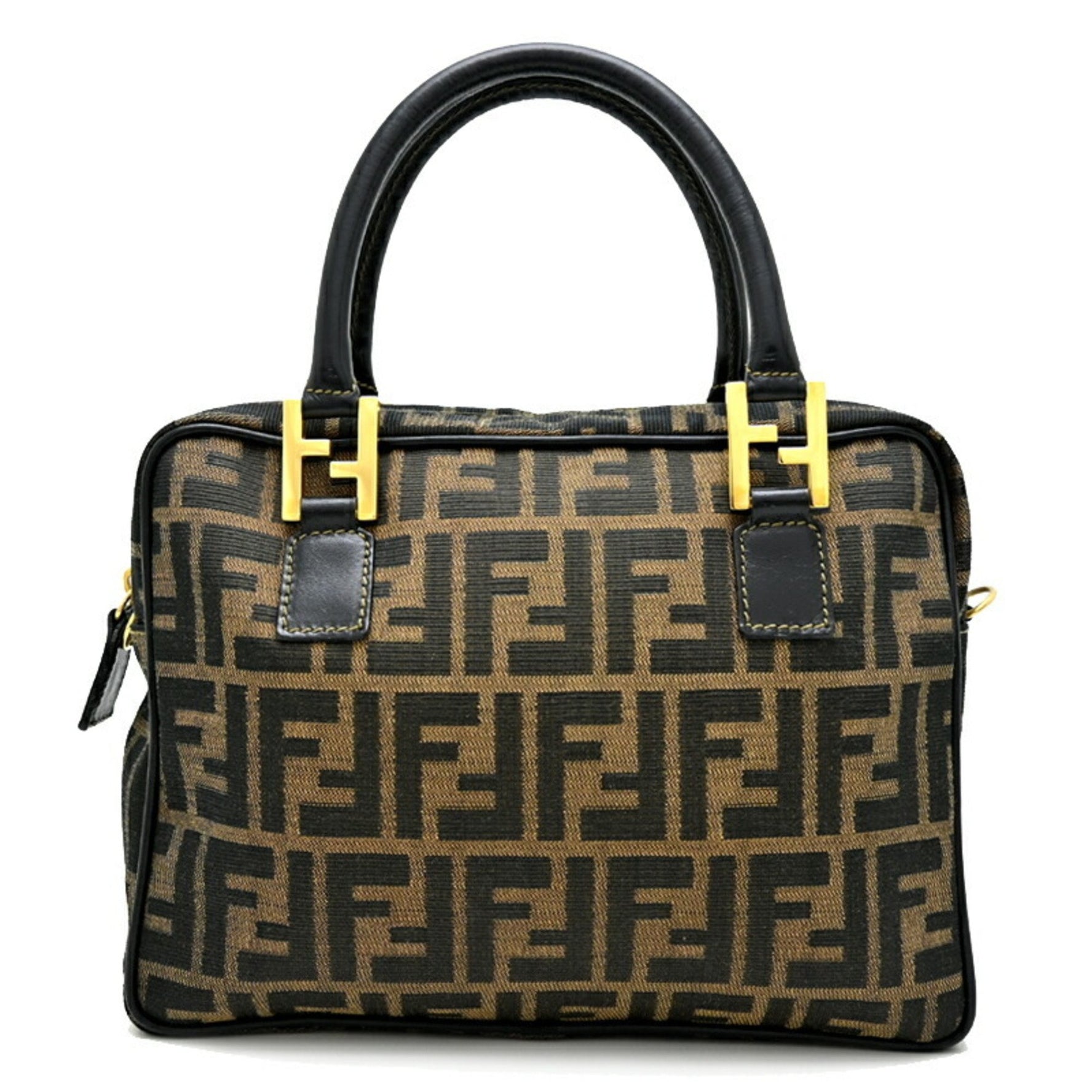 Fendi Zucca FF Handbag Jacquard/Leather Khaki/Brown