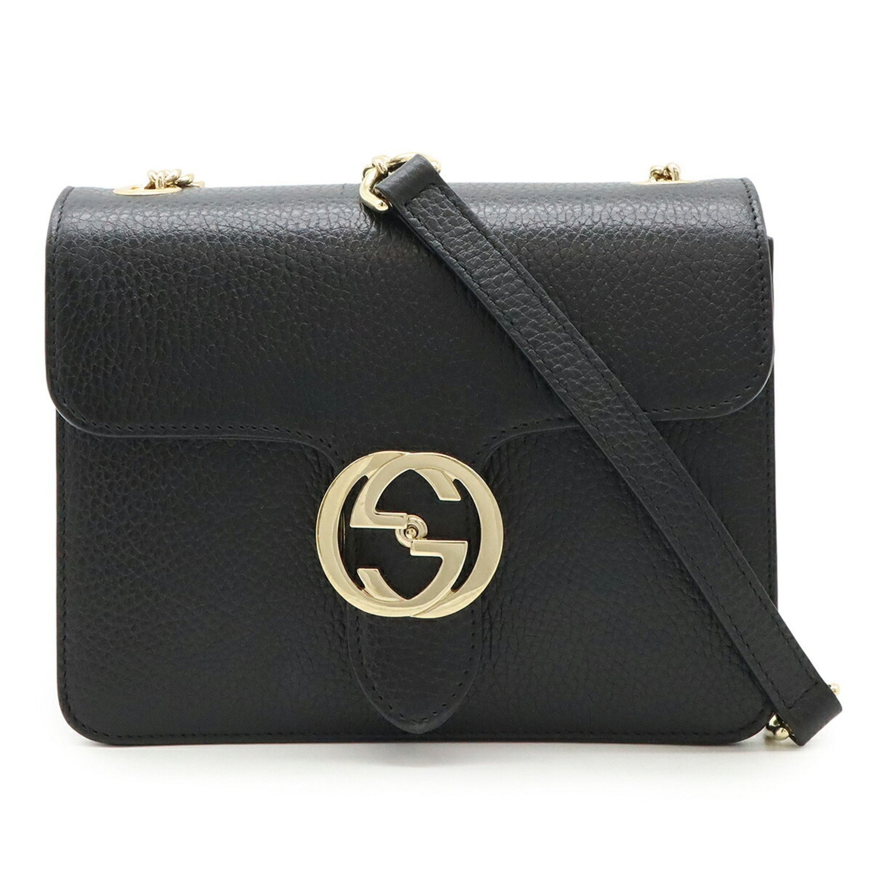 GUCCI Interlocking G Chain Shoulder Bag in Leather