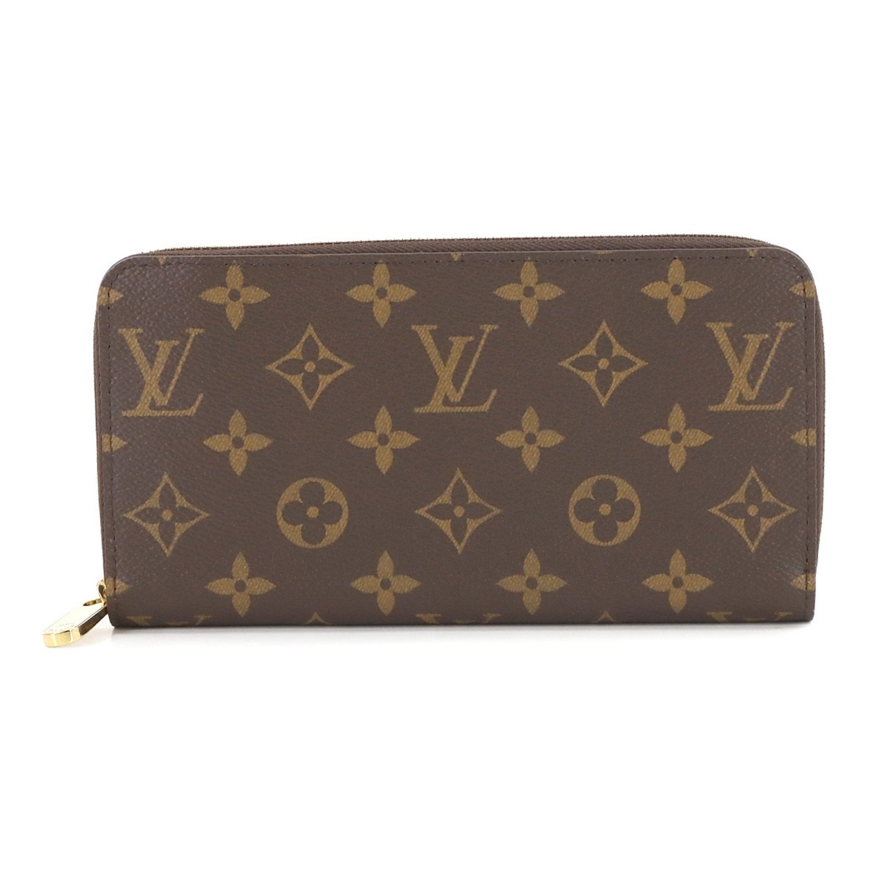 Louis Vuitton Monogram Zippy Wallet, Round, Brown, M42616, RFID Wallet