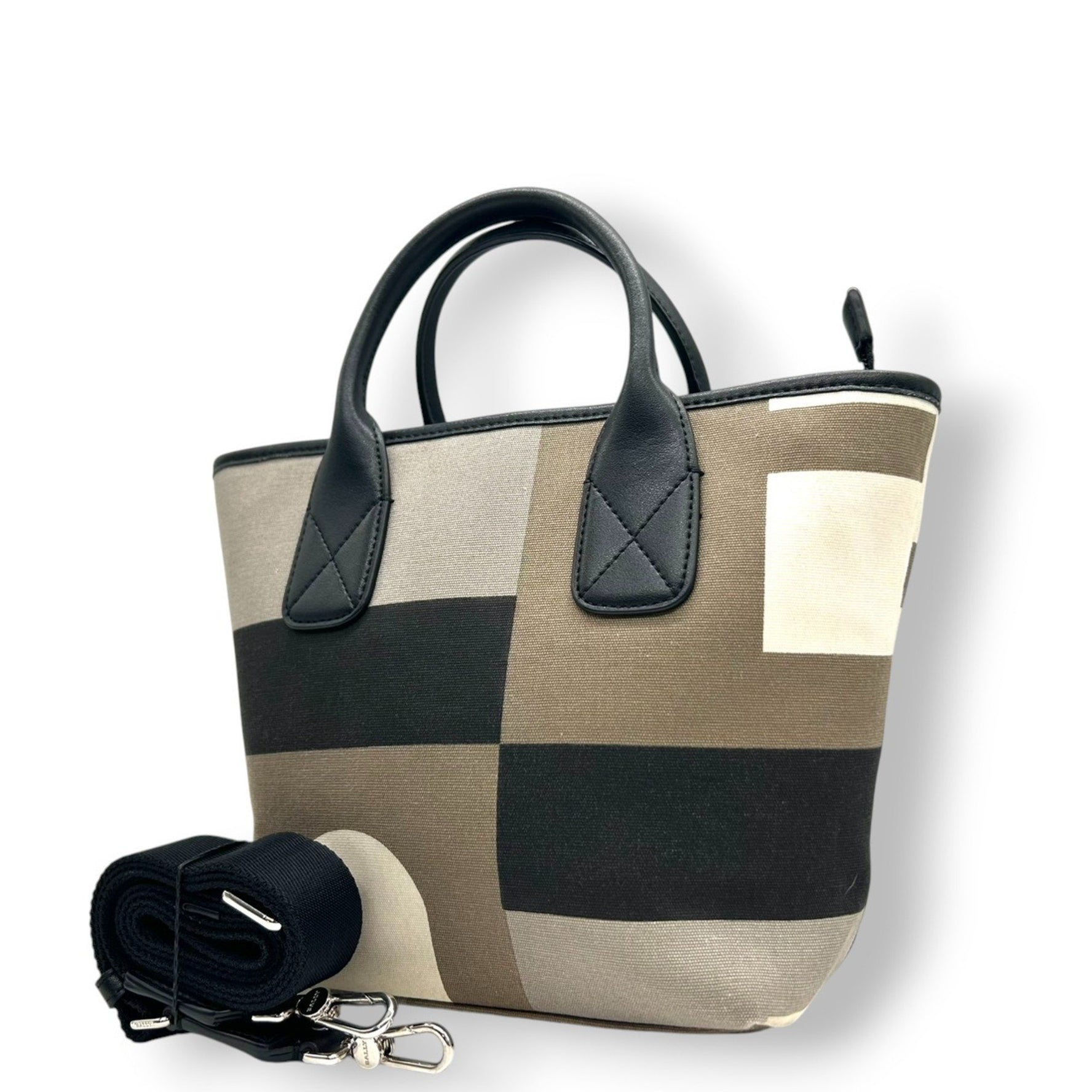 BALLY handbag/shoulder bag in canvas and leather with a patchwork block design multicolor women.