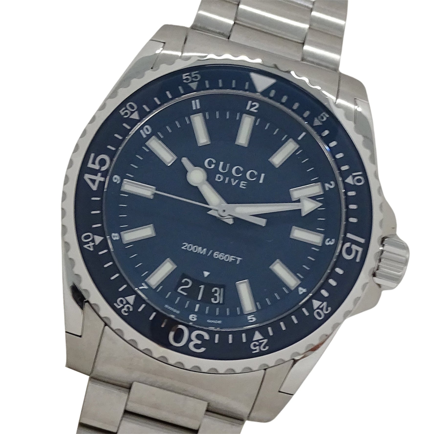 Gucci Dive Date Quartz Watch, Stainless Steel, Silver/Navy