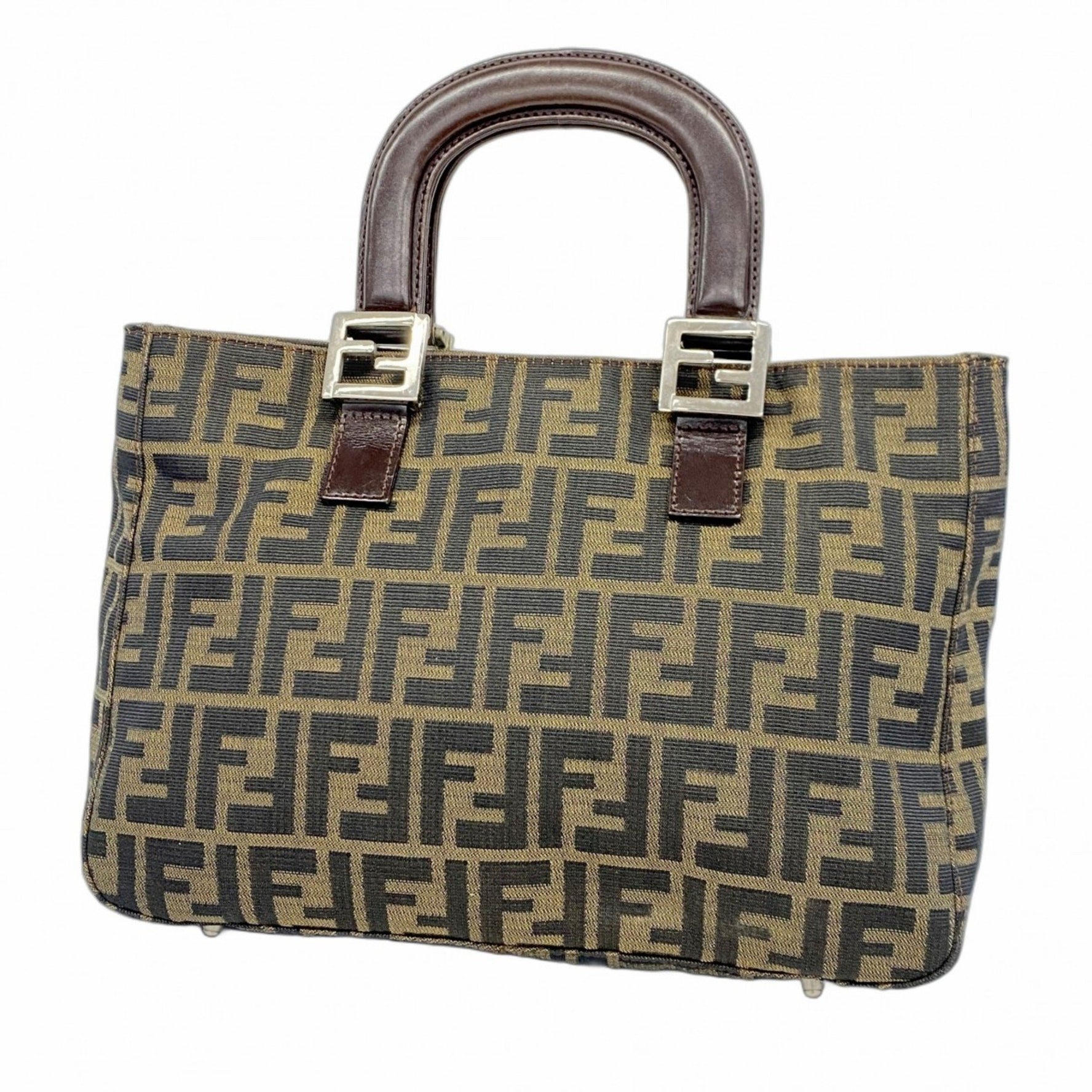 Fendi Zucca nylon canvas handbag in brown for women
